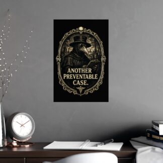 Plague Doctor Art Print | Preventable Case Medical Humor Poster | Dark Academia Gothic Decor Macabre Wall Art Vintage Doctor Gift