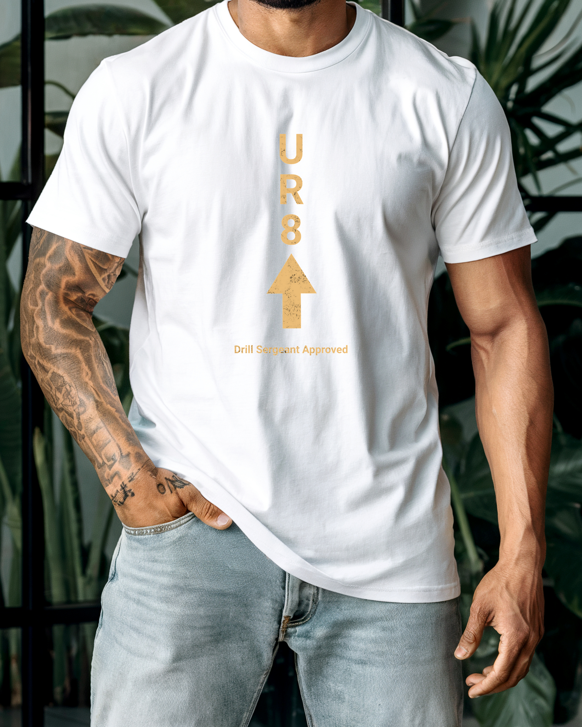 UR8 Arrow Vertical Graphic Tee | Minimal Text Shirt - Image 4