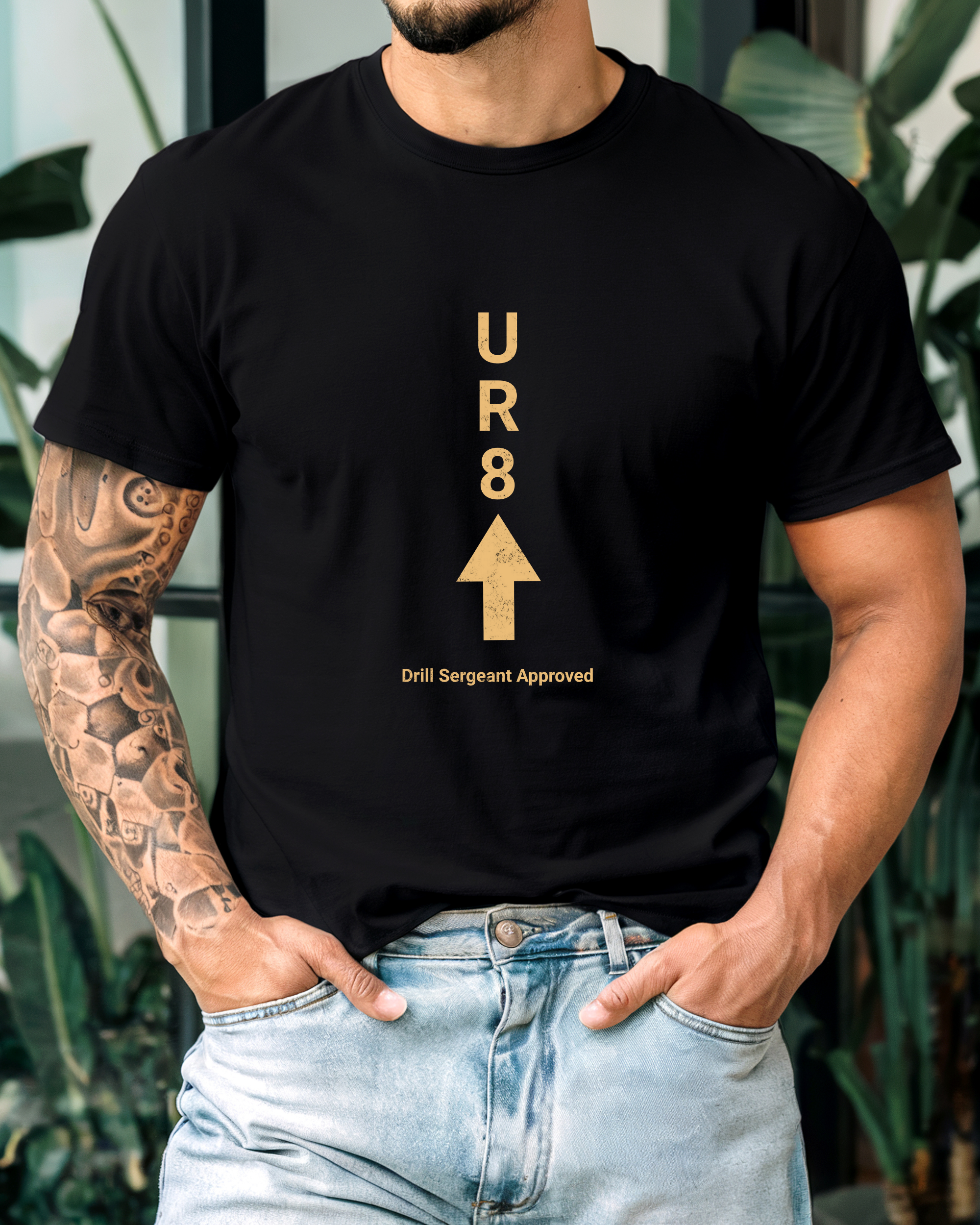 UR8 Arrow Vertical Graphic Tee | Minimal Text Shirt - Image 5