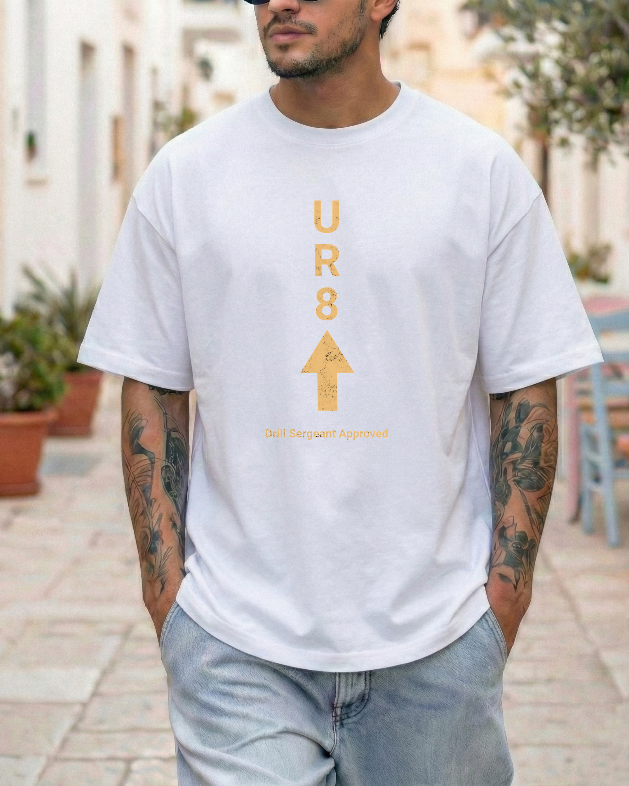 UR8 Arrow Vertical Graphic Tee | Minimal Text Shirt - Image 6