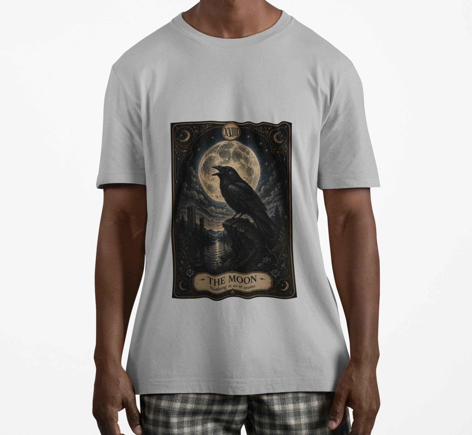The Moon Raven Tarot Shirt | Nothing Is As It Seems | Gothic Raven Tee | Dark Academia Shirt | Witchcore Apparel | Mystical Crow Gift - Image 3