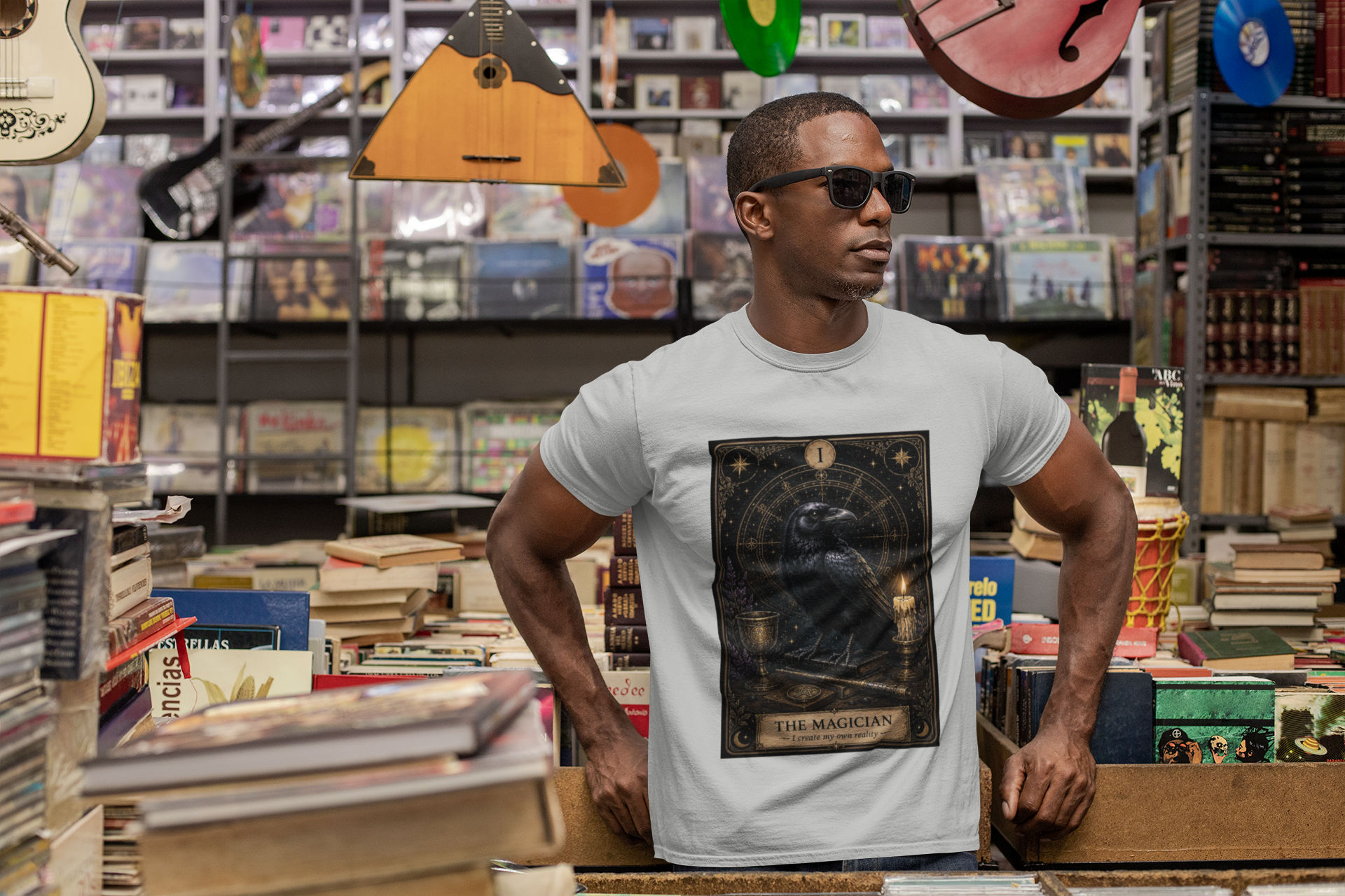 The Magician Tarot Crow T-Shirt | Occult Tarot Card Illustration - Image 18