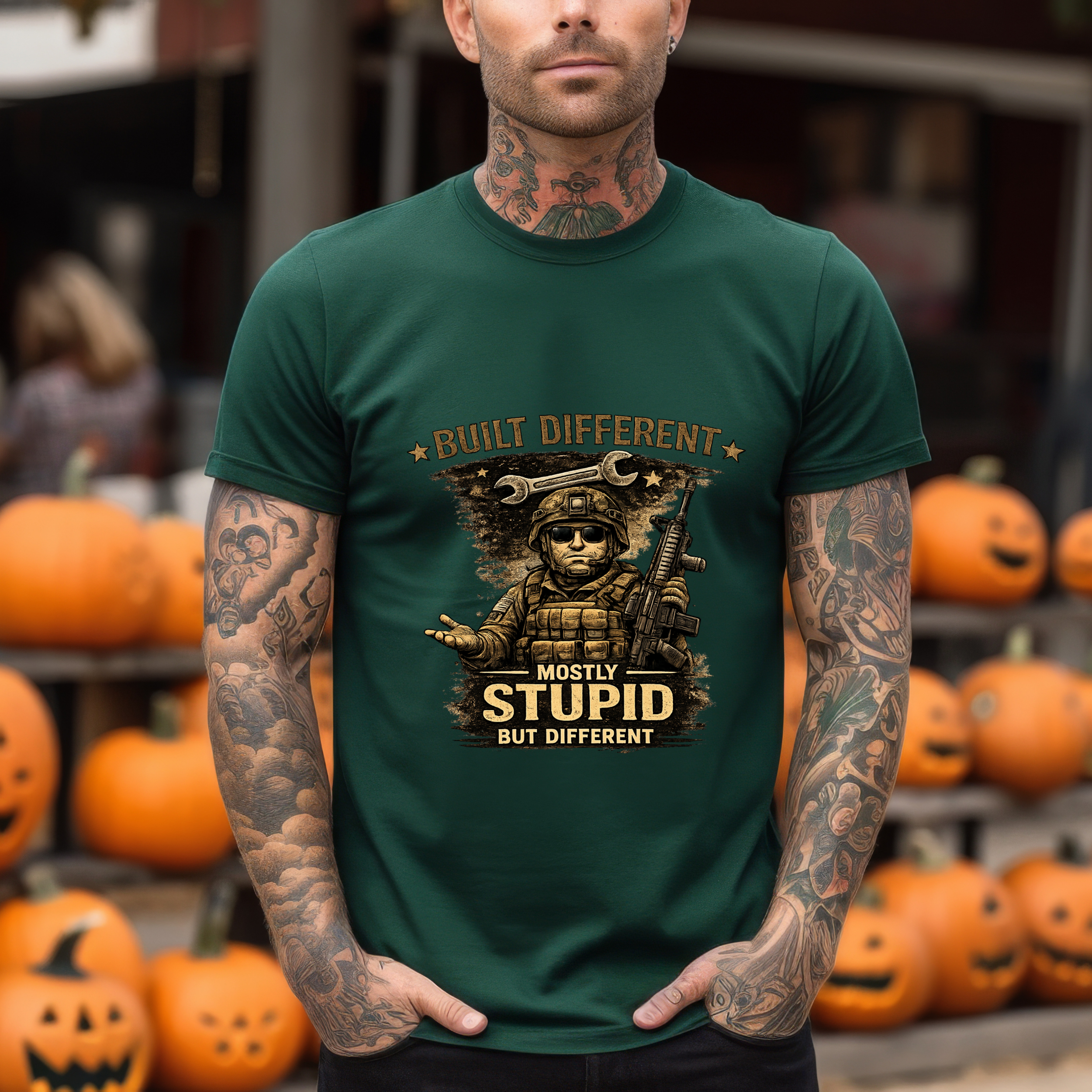Built Different Mostly Stupid But Different Mechanic Tee | Wrench Graphic