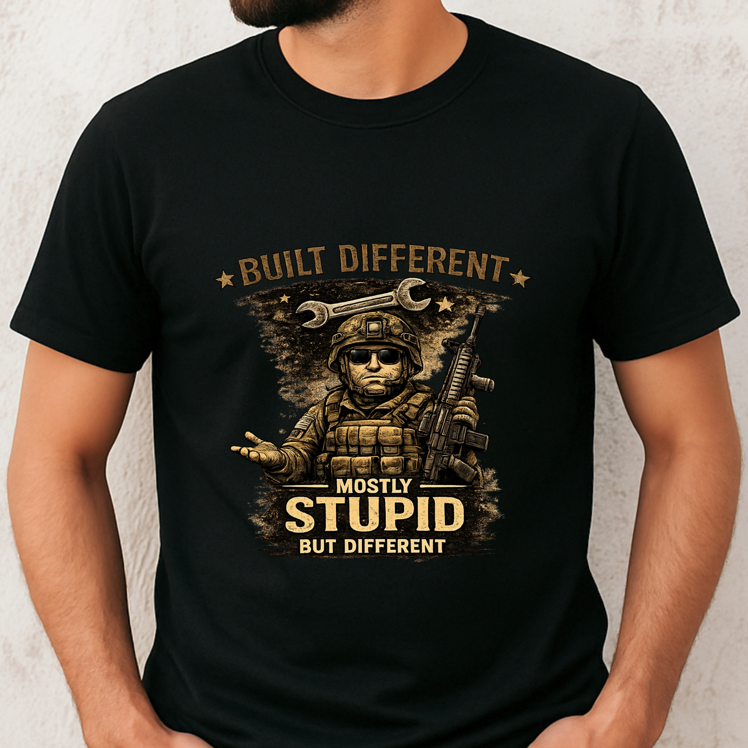Built Different Mostly Stupid But Different Mechanic Tee | Wrench Graphic - Image 5