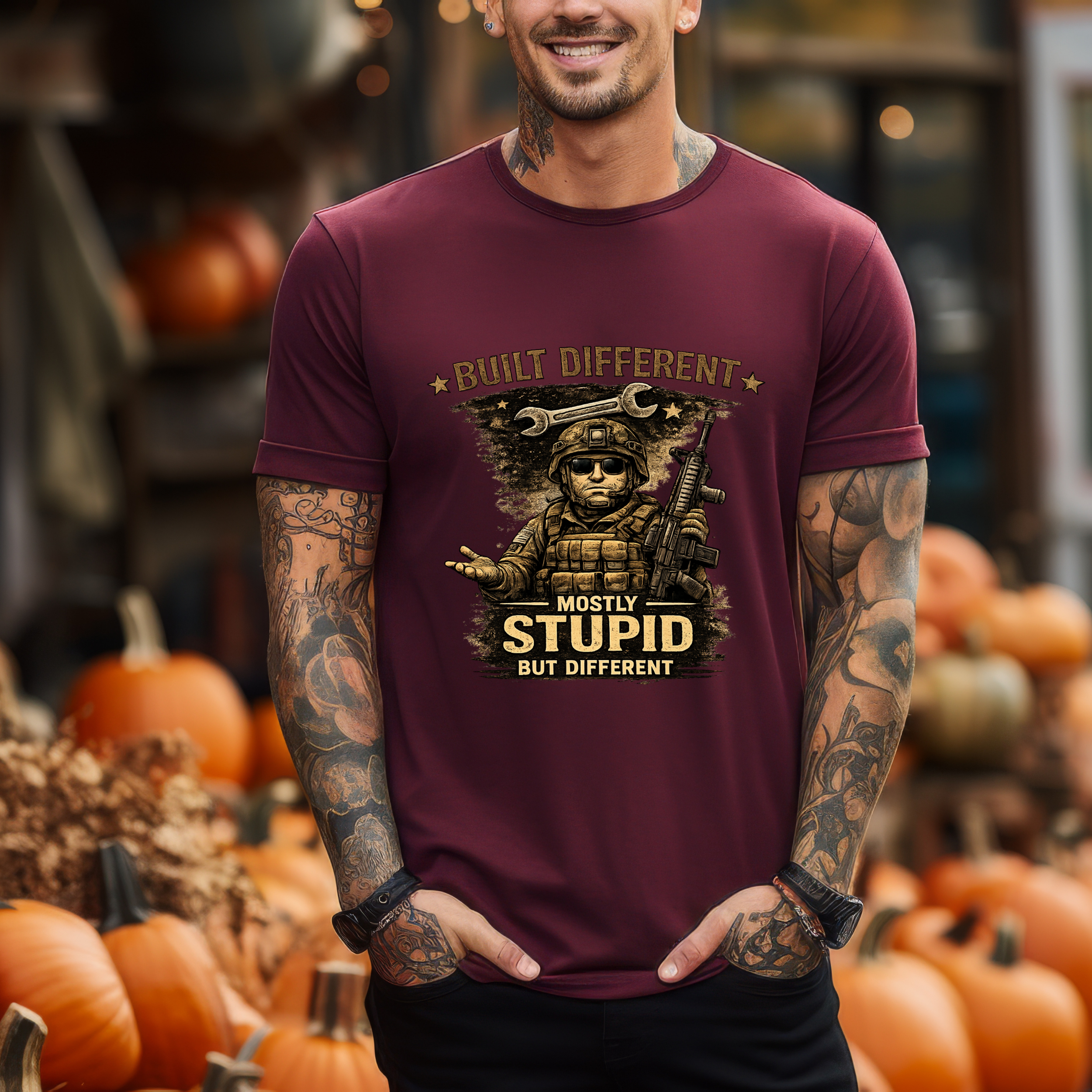 Built Different Mostly Stupid But Different Mechanic Tee | Wrench Graphic - Image 6