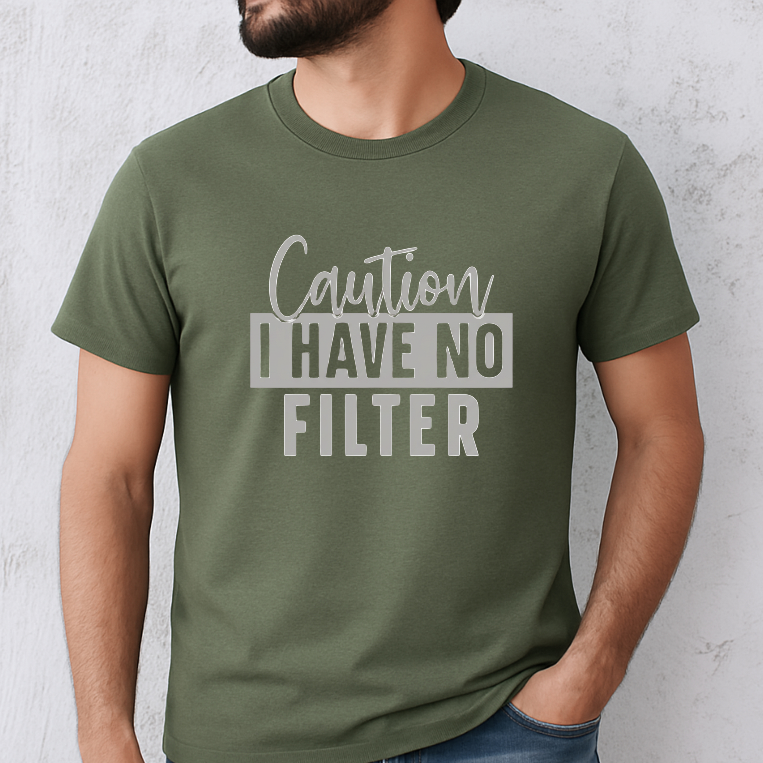 Caution: I Have No Filter Tee | Funny Sarcastic Quote T-Shirt - Image 4