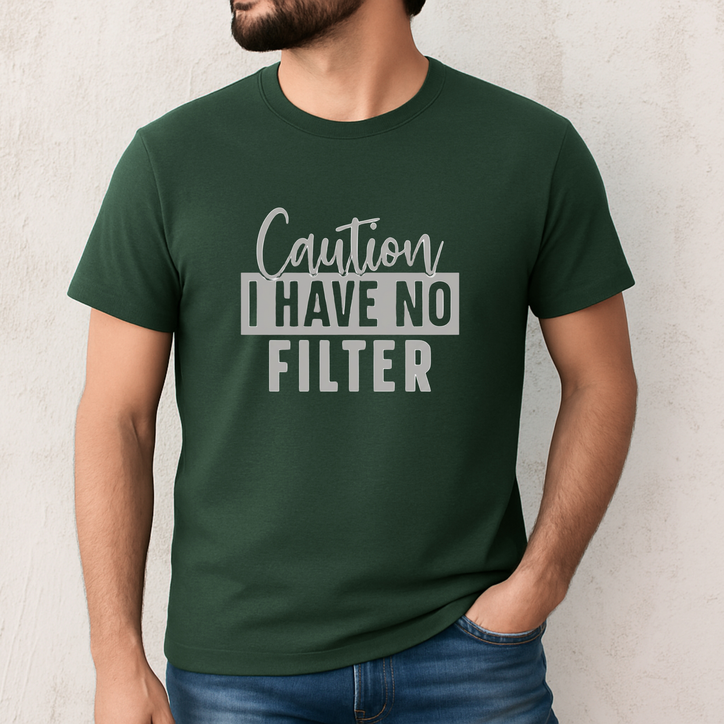 Caution: I Have No Filter Tee | Funny Sarcastic Quote T-Shirt - Image 5