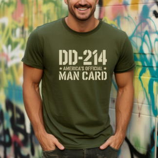 DD-214 Americas Official Man Card T-Shirt Veteran Military Tee