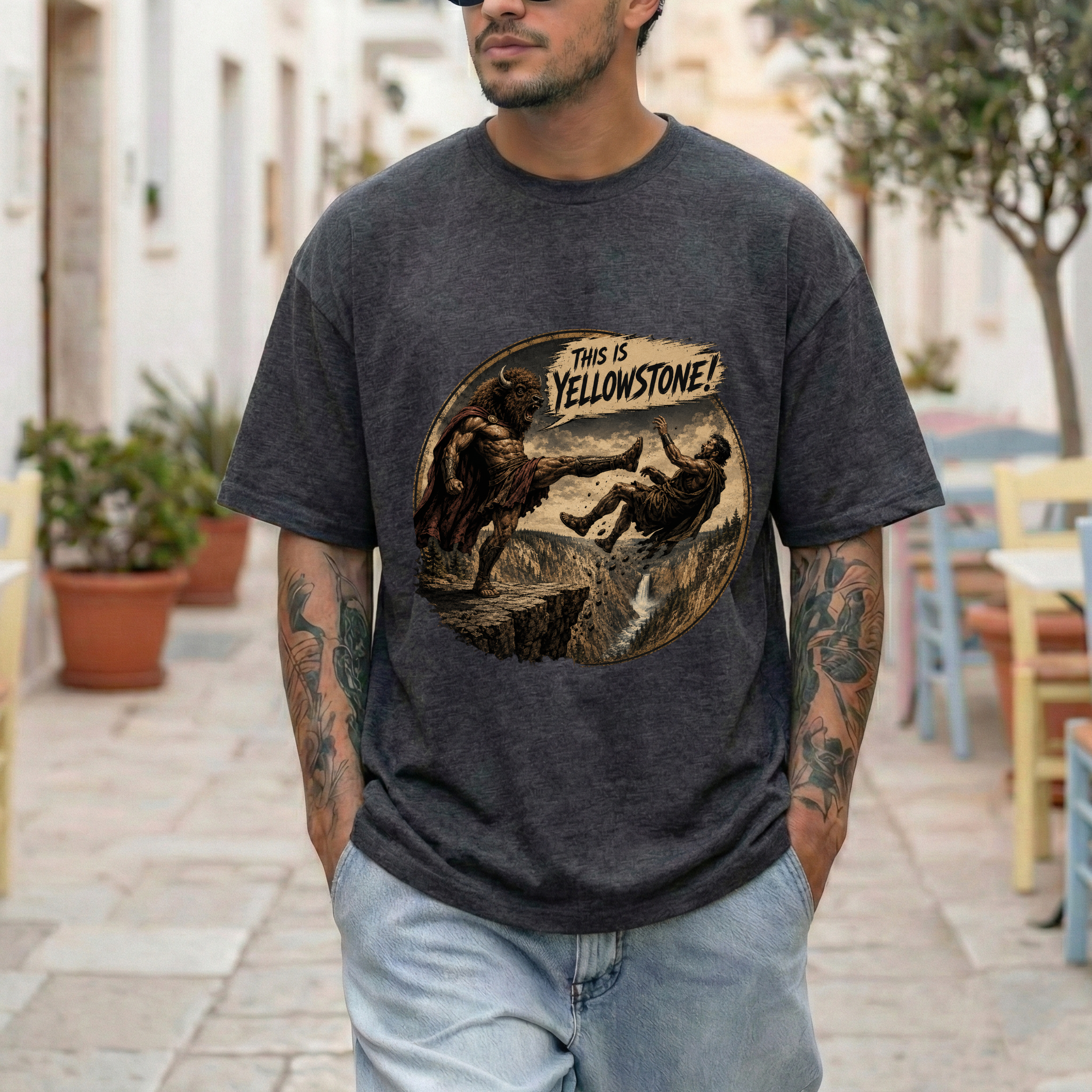 Sarcastic Yellowstone Bison Skull Tee | National Park Vintage Graphic T-Shirt - Image 7