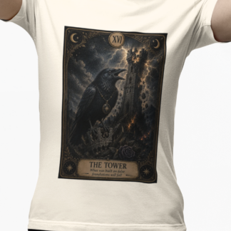 The Tower Tarot Raven illustration Tee | Gothic occult card design
