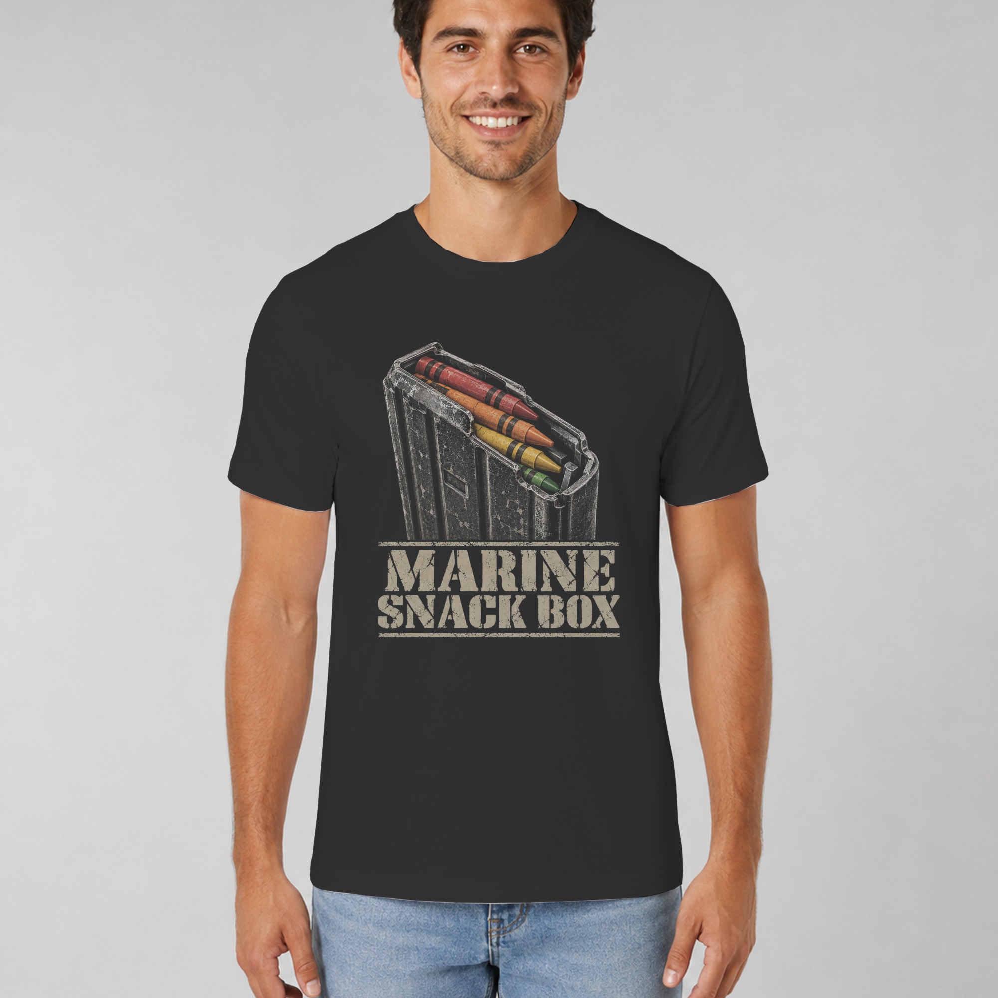Marine Snack Box T-Shirt Funny Military Humor Shirt Veteran Gift Graphic Tee Tactical Meme Shirt Army USMC Joke Gift for Veteran - Image 4