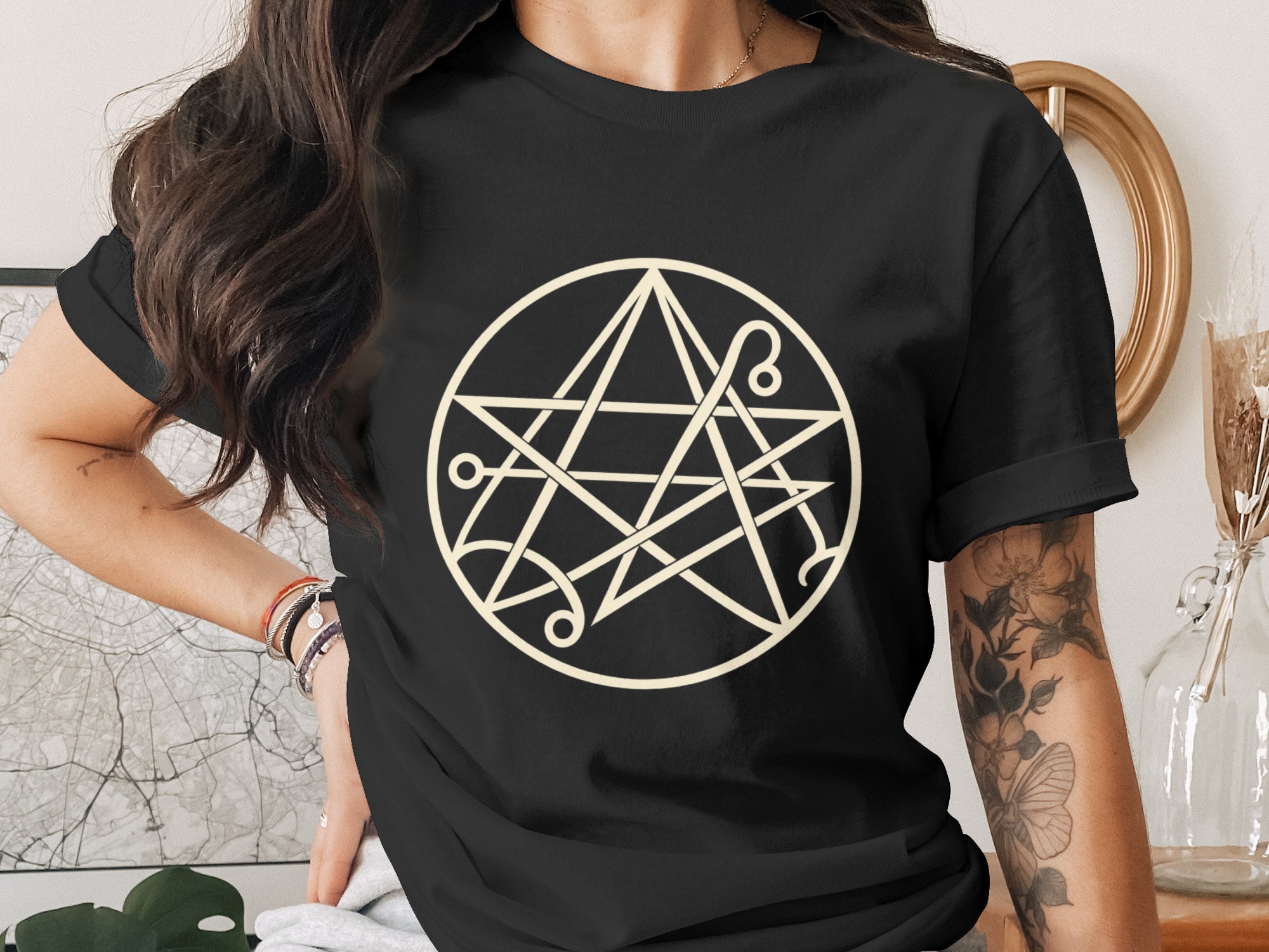 Occult Symbol Magic Circle T-Shirt, Witchy Aesthetic Mystic Pentagram Graphic Tee, Dark Academia Esoteric Spiritual Gift - Image 9
