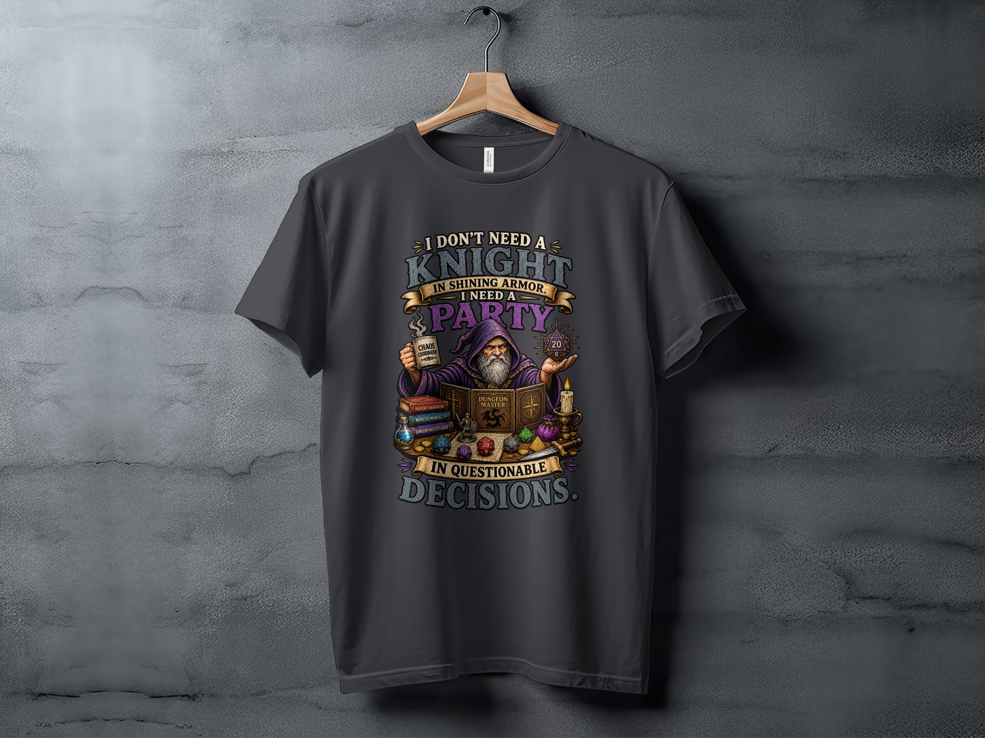 Dungeon Master Shirt, Chaos Coordinator DM Gift, Funny D&D RPG Game Night T-Shirt, Questionable Decisions Polyhedral Dice Tee - Image 9
