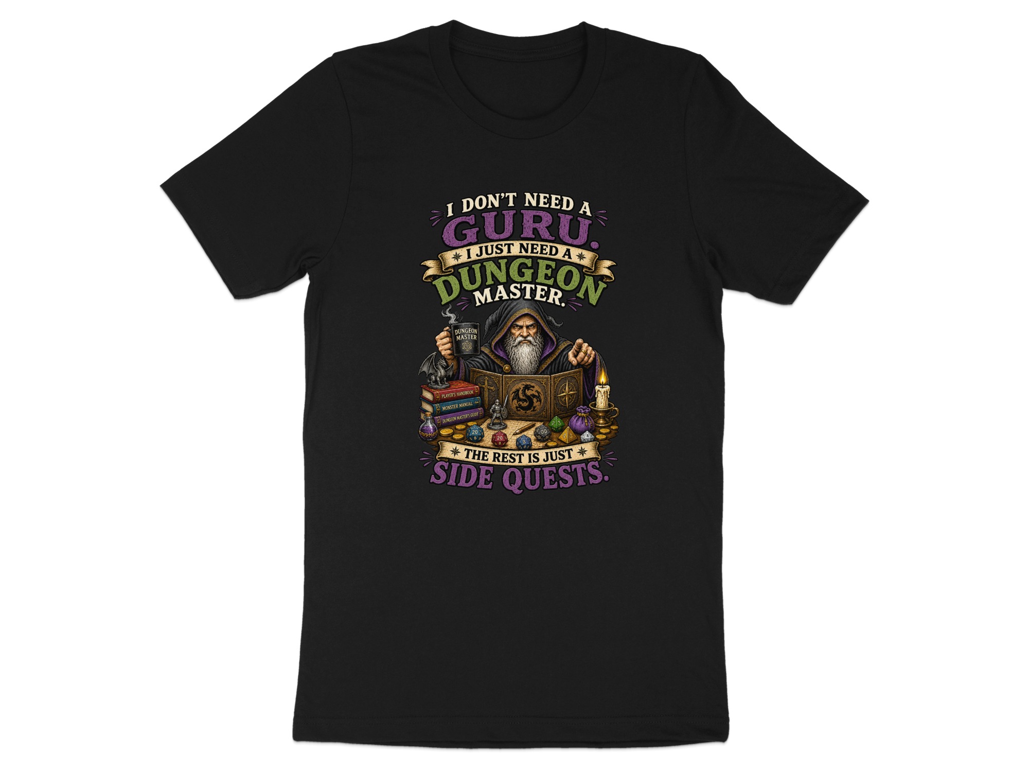 Dungeon Master T-Shirt: Funny DM Gift | TTRPG Gaming Tee | Side Quests Fantasy Roleplaying Apparel for D and D Enthusiasts and Gamers