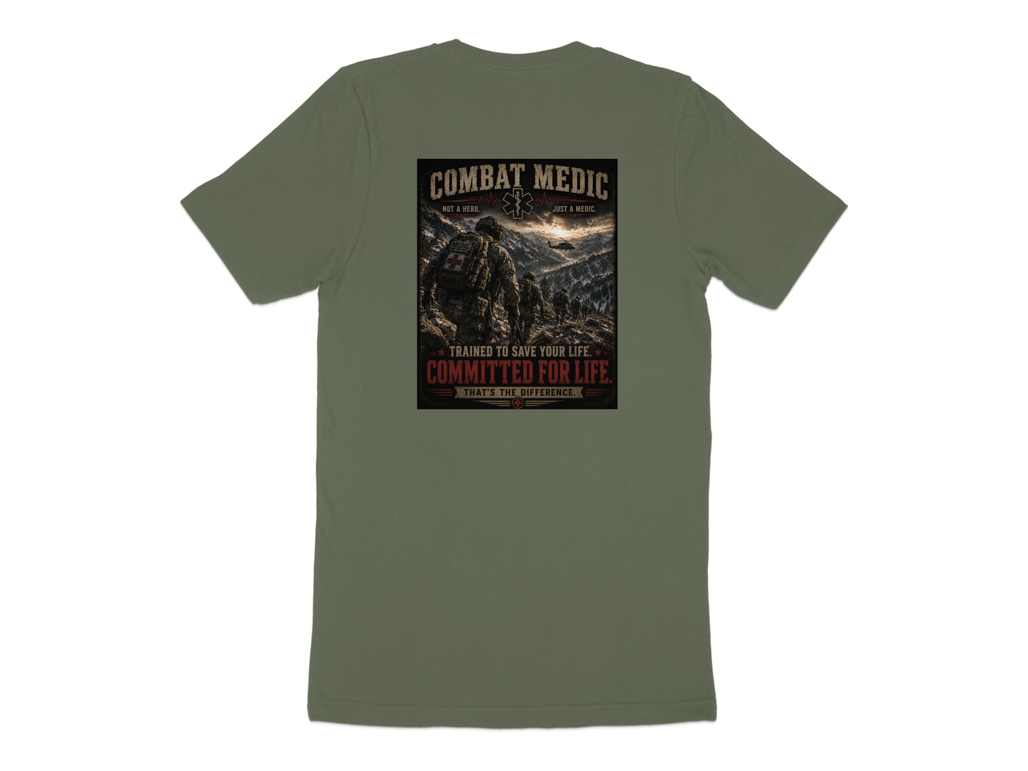 TITLE Combat Medic T-Shirt, Committed for Life, Army 68W Military Medic Shirt, Veteran Tactical Medical Gift, Star of Life Graphic Tee - Image 8