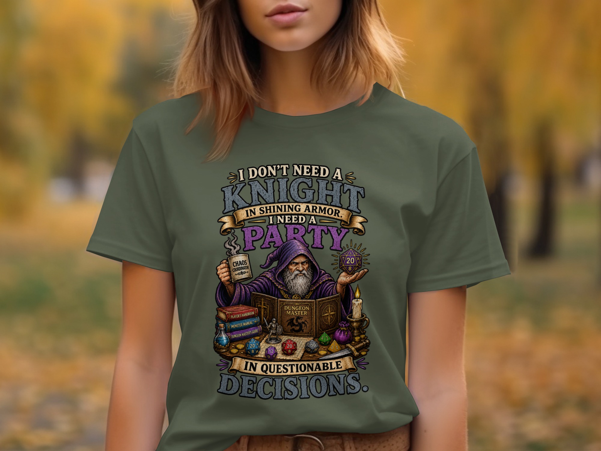 Dungeon Master Shirt, Chaos Coordinator DM Gift, Funny D&D RPG Game Night T-Shirt, Questionable Decisions Polyhedral Dice Tee - Image 8