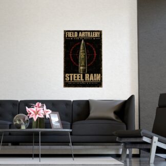Field Artillery Poster, Steel Rain King of Battle Art Print, Vintage Military Wall Decor, Army Veteran Gift, Man Cave Tactical Decor