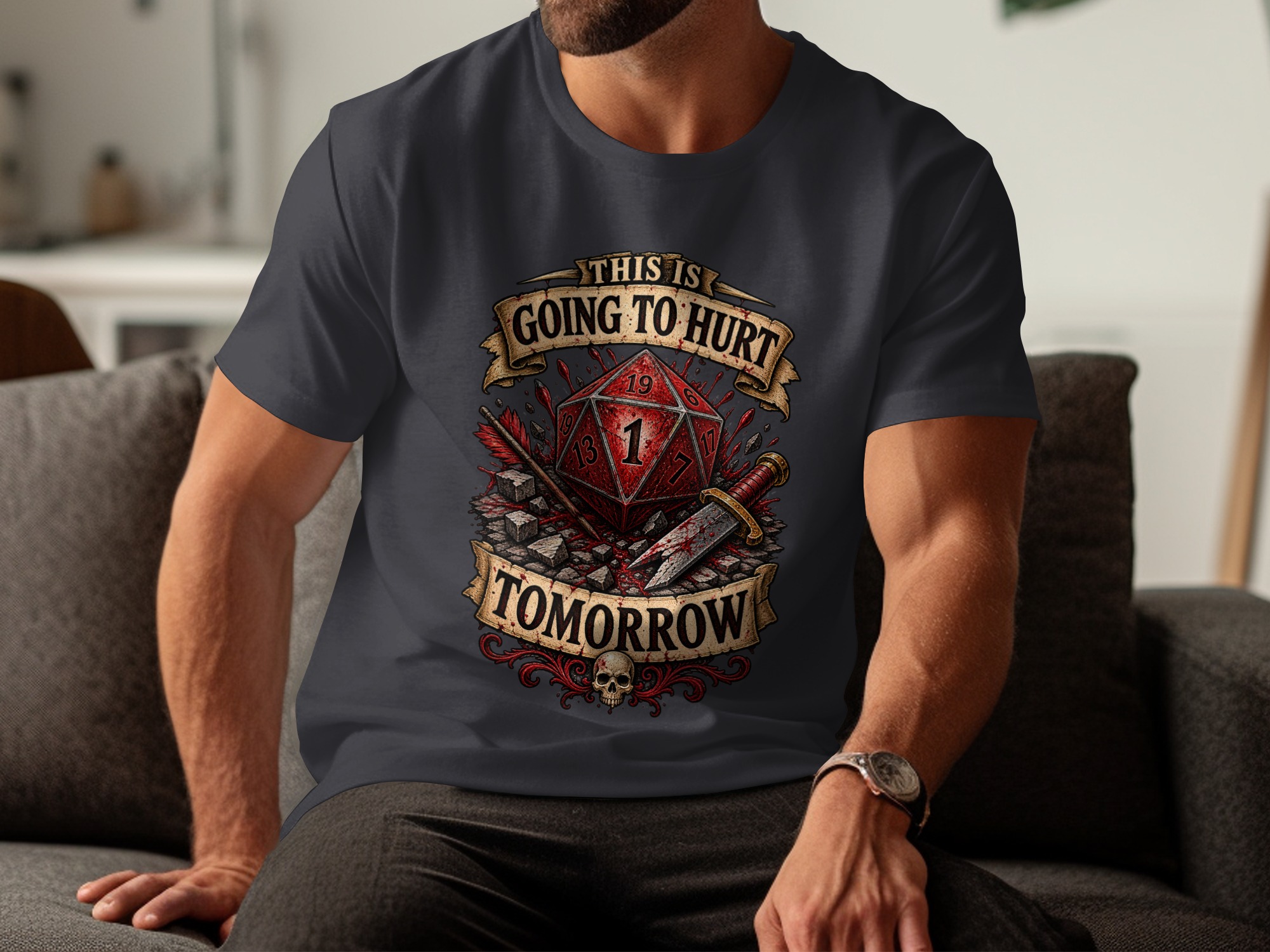 Funny DnD Fail D20 T-Shirt, This is Going to Hurt Tomorrow Shirt, Critical Fail RPG Gamer Gift, Dungeon Master Tee - Image 7