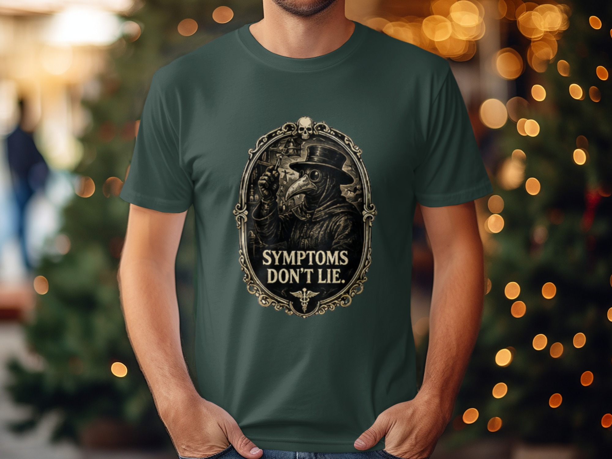 Plague Doctor Gothic T-Shirt | Dark Academia Medical History Tee | Vintage Macabre 'Symptoms Don't Lie' Graphic Shirt - Image 5