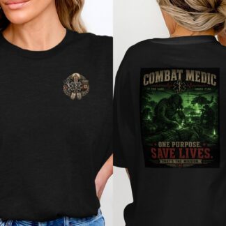 TITLE Combat Medic T-Shirt, One Purpose Save Lives, Army 68W Military Medic Shirt, Veteran Tactical Medical Gift, Star of Life Graphic Tee