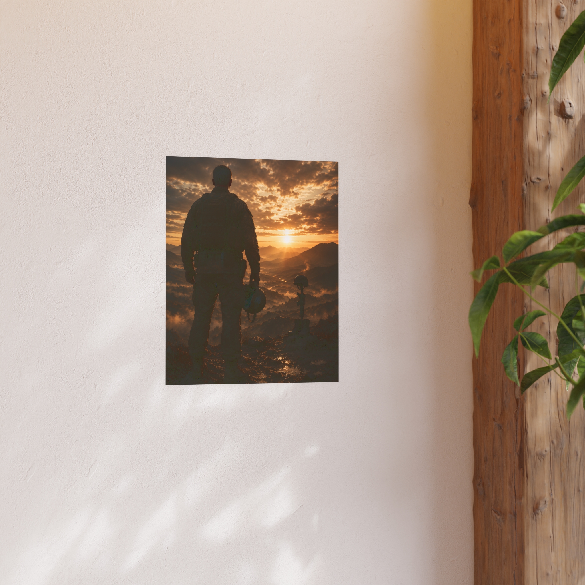 Patriotic Military Wall Art Print | Soldier Sunset Memorial Landscape | Veterans Day Gift for Heroic Armed Forces Decor - Image 5