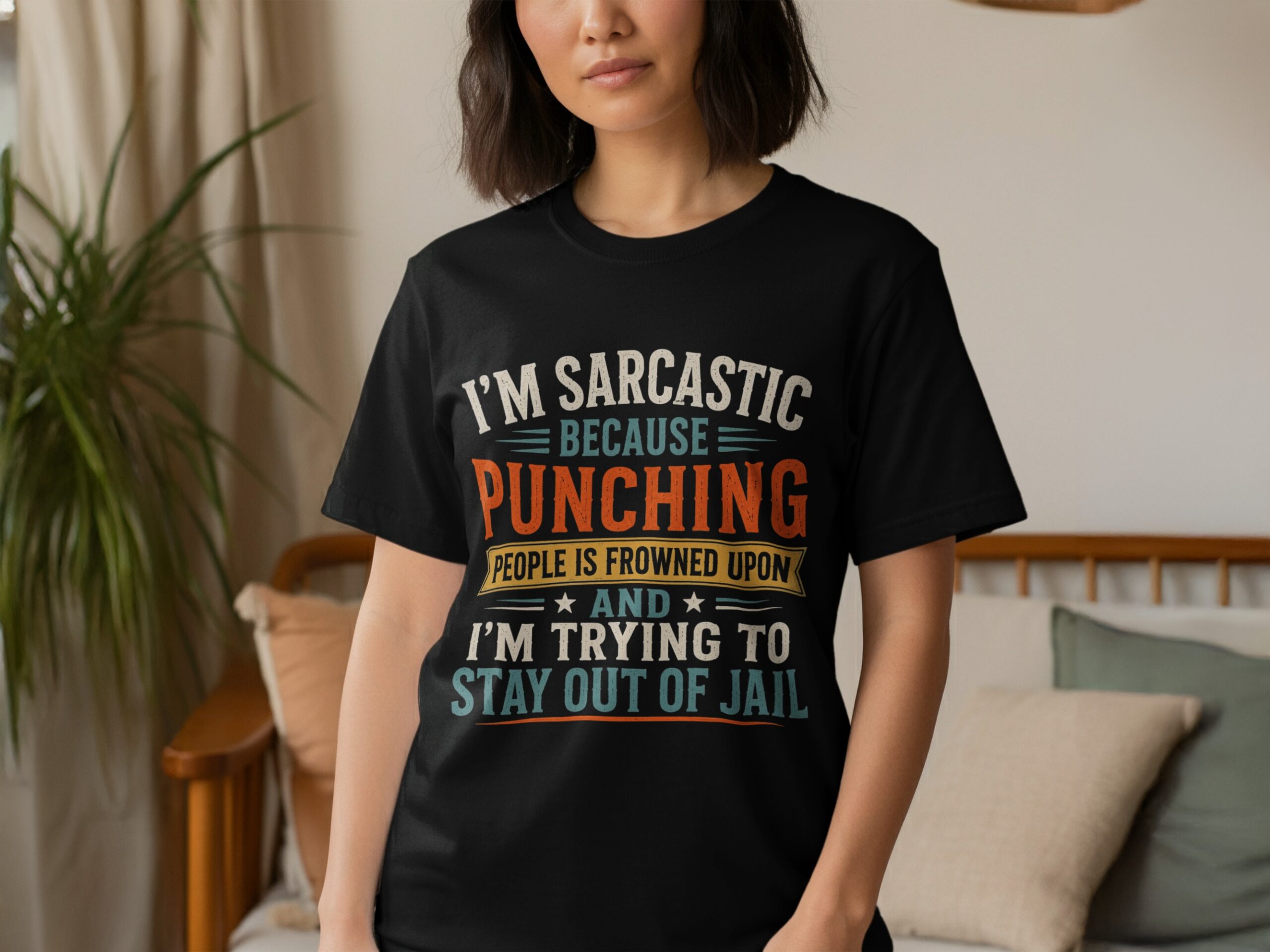 Funny Sarcastic T-Shirt, Im Sarcastic Punching People Retro Graphic Tee, Witty Sarcasm Humor Shirt, Snarky Saying Gag Gift for Men and Women - Image 4