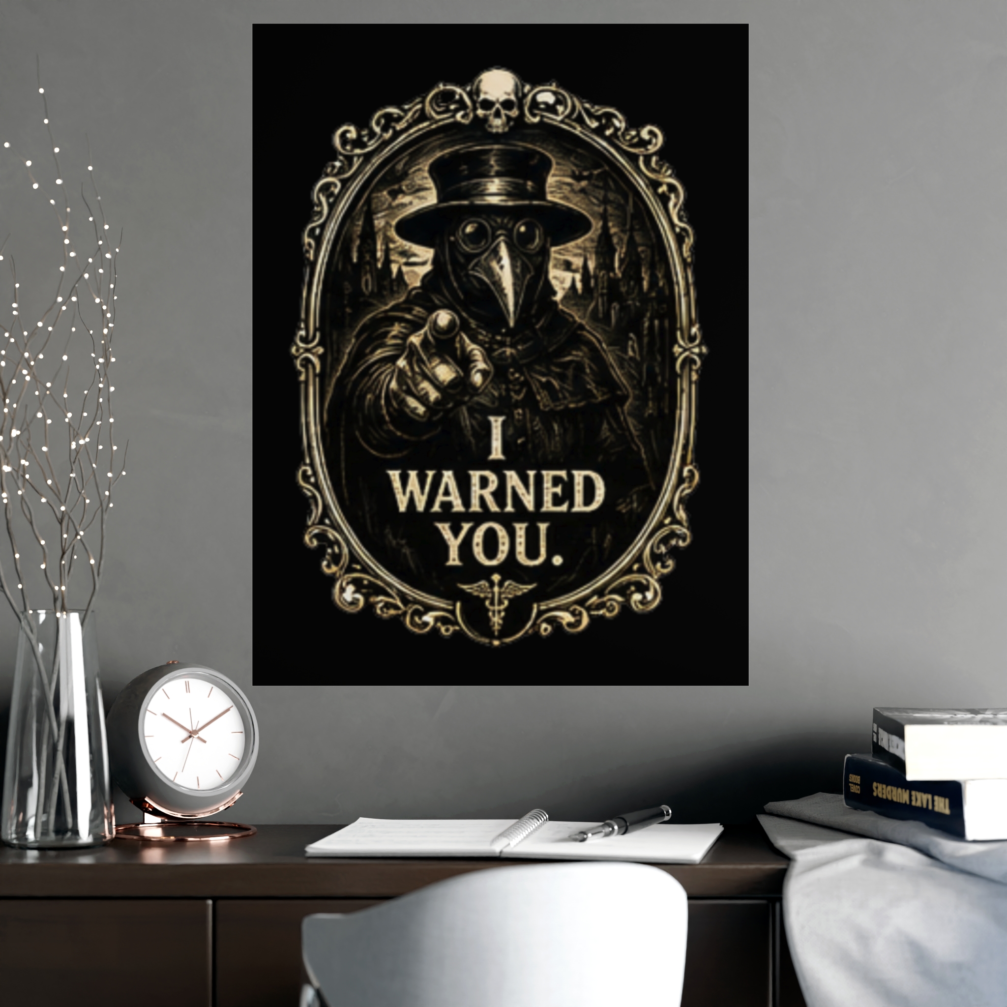 I Warned You - Plague Doctor Poster | Gothic Vintage Medical Art Print | Dark Academia Steampunk Macabre Wall Decor Gift - Image 2