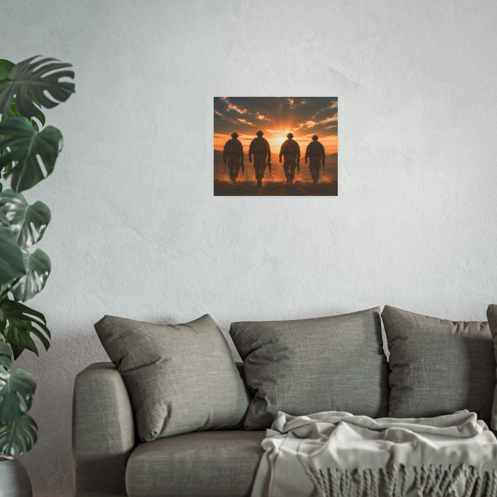 Heroic Soldiers Sunset Military Art Print Poster, Patriotic Armed Forces Wall Decor, Veteran Appreciation Gift, Warrior Spirit Home Decor - Image 2
