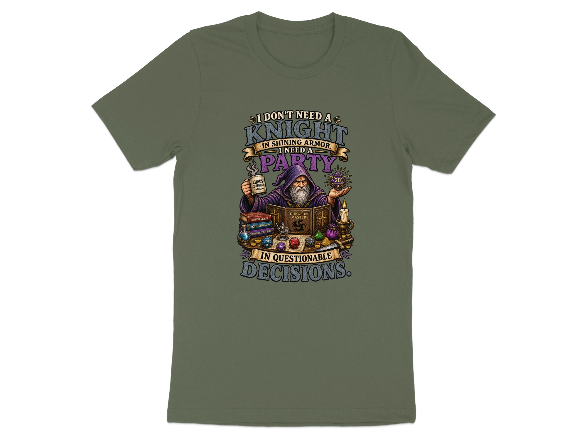 Dungeon Master Shirt, Chaos Coordinator DM Gift, Funny D&D RPG Game Night T-Shirt, Questionable Decisions Polyhedral Dice Tee - Image 4
