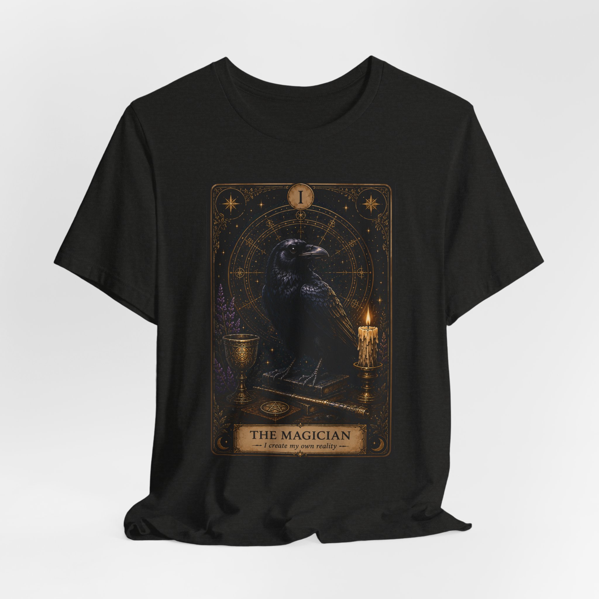 The Magician Tarot Crow T-Shirt | Occult Tarot Card Illustration - Image 5