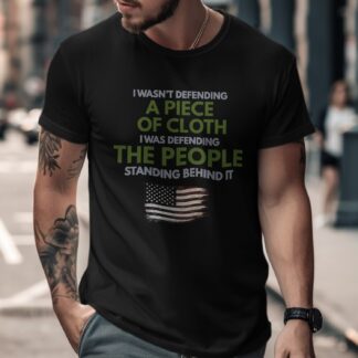 Patriotic Veteran T-Shirt, American Flag Grunge Tee, Military Quote Shirt, Defender of People Gift for Him Her, USA Pride Tee