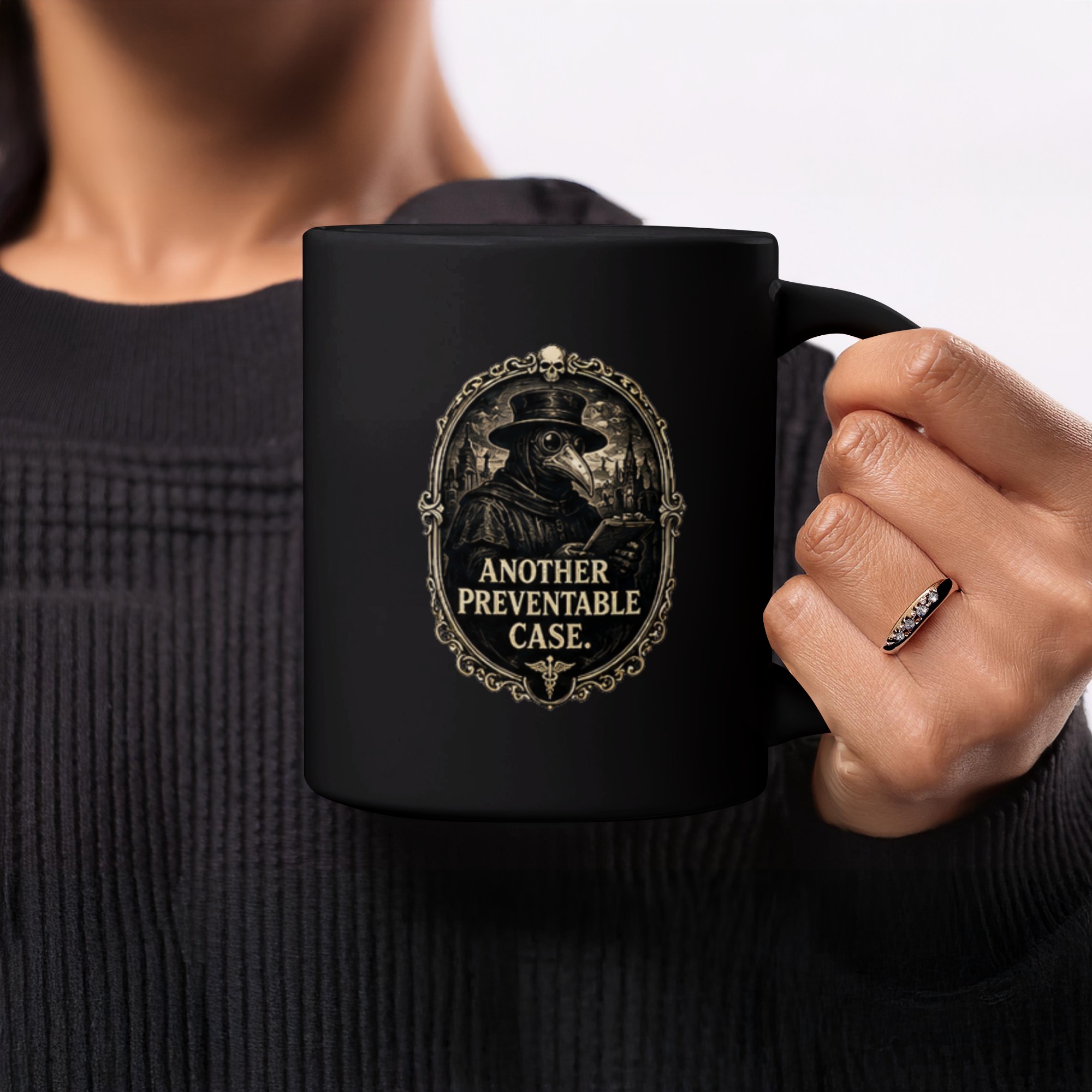 Plague Doctor Mug | 'Another Preventable Case' Dark Humor Coffee Cup for Doctor, Nurse, Medical Student, Gothic Gift - Image 2
