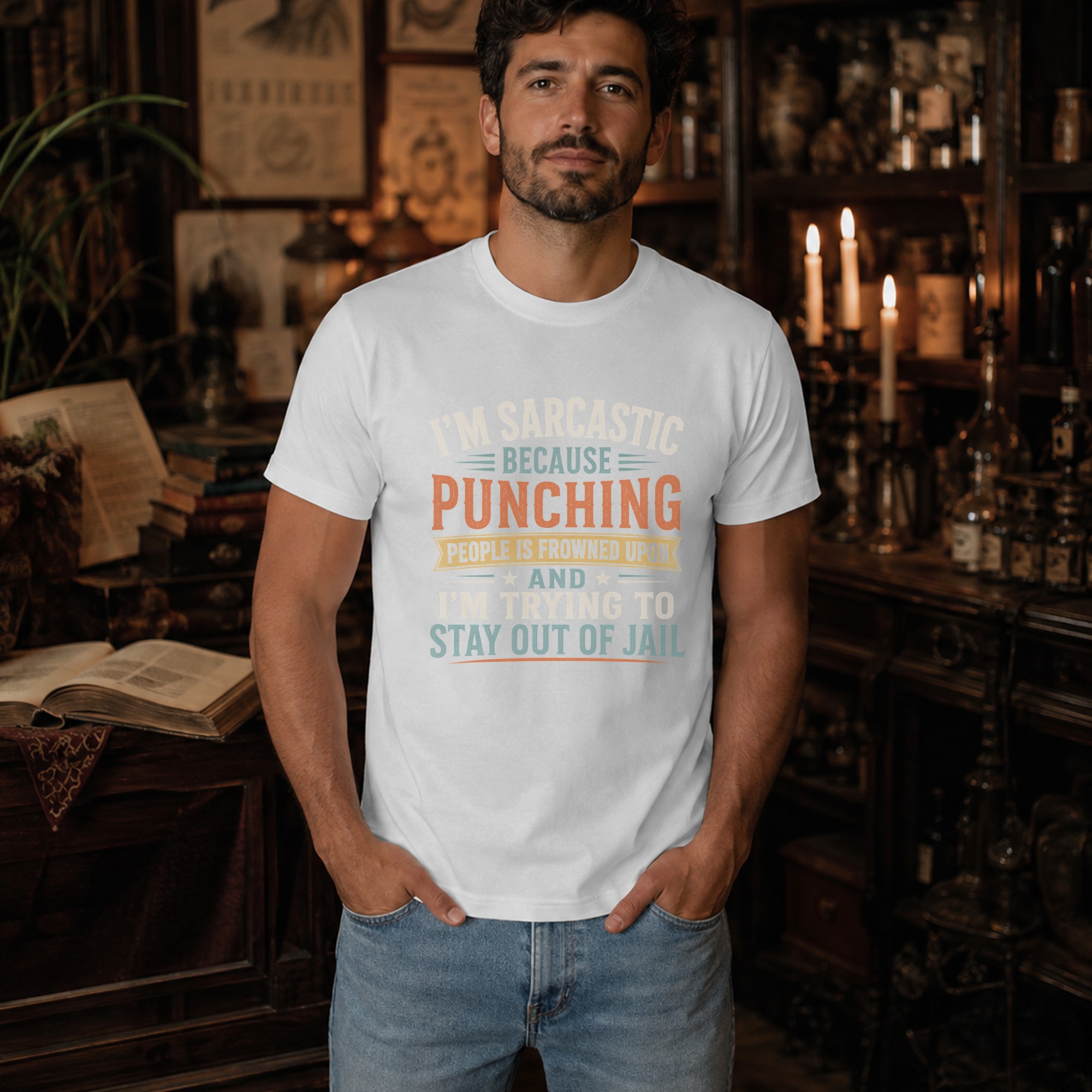 Funny Sarcastic T-Shirt, Im Sarcastic Punching People Retro Graphic Tee, Witty Sarcasm Humor Shirt, Snarky Saying Gag Gift for Men and Women - Image 9