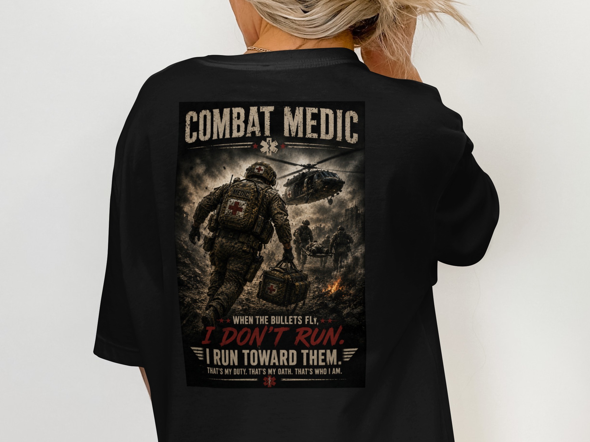 Combat Medic T-Shirt, If I Don't Run Toward Them, Army 68W Medic Tee, Veteran Tactical Medical Gift - Image 6