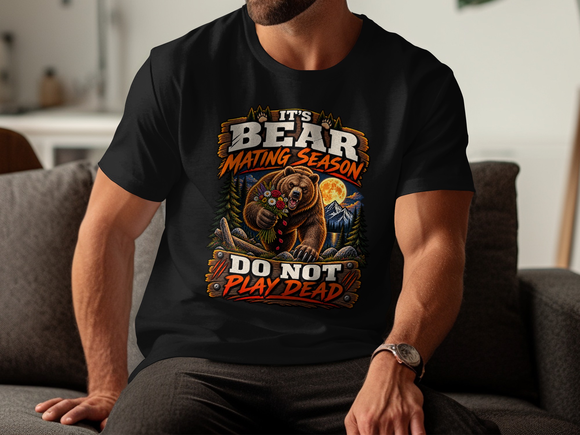 Bear Mating Season T-Shirt, Funny Camping Shirt, Do Not Play Dead Sarcastic Outdoor Hiking Graphic Tee, Humorous Nature Wilderness Gag Gift - Image 6