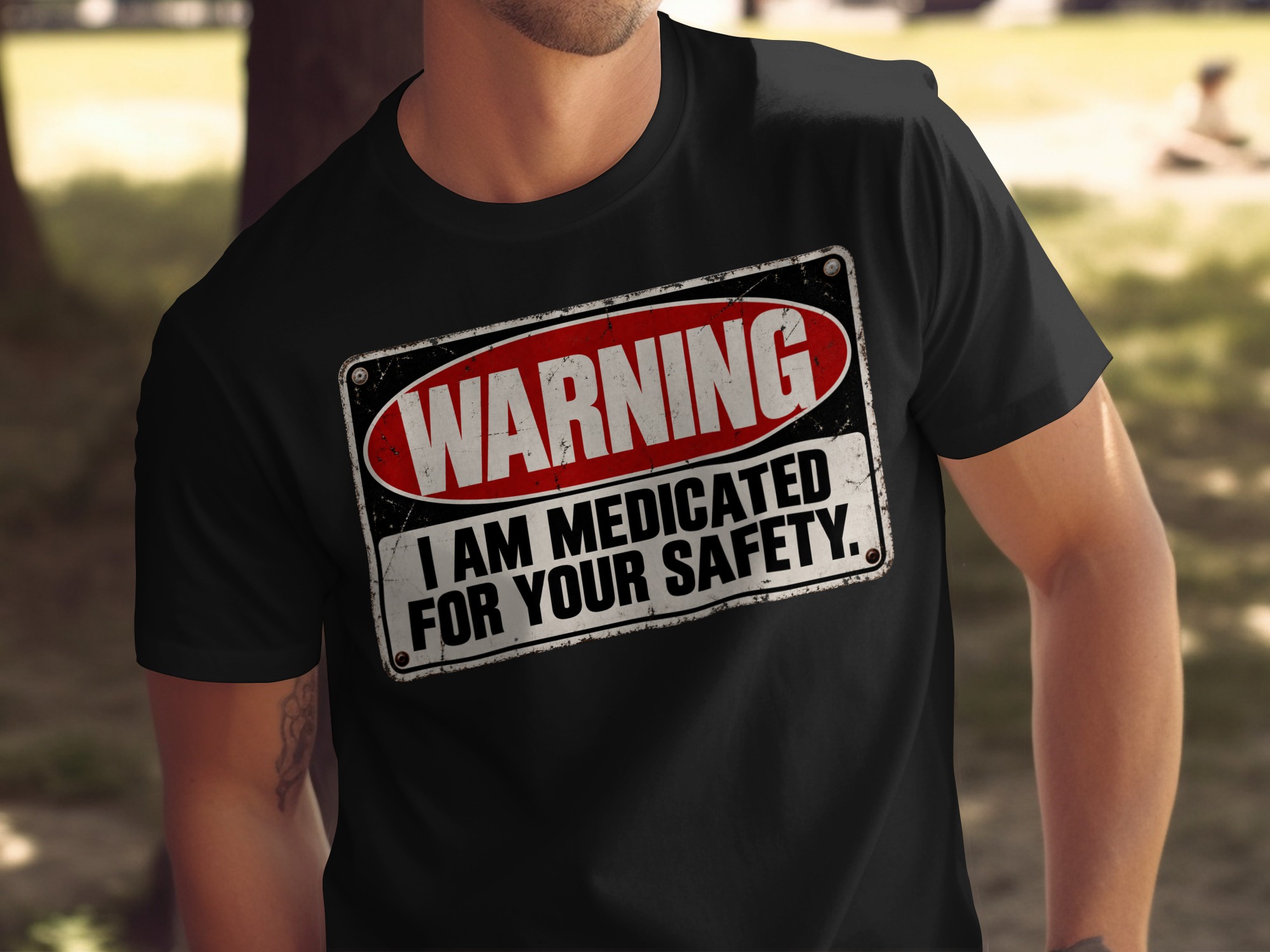 Medicated For Your Safety Shirt, Funny Warning T-Shirt, Sarcastic Mental Health Tee, Dark Humor Graphic Shirt, Introvert Gag Gift - Image 3