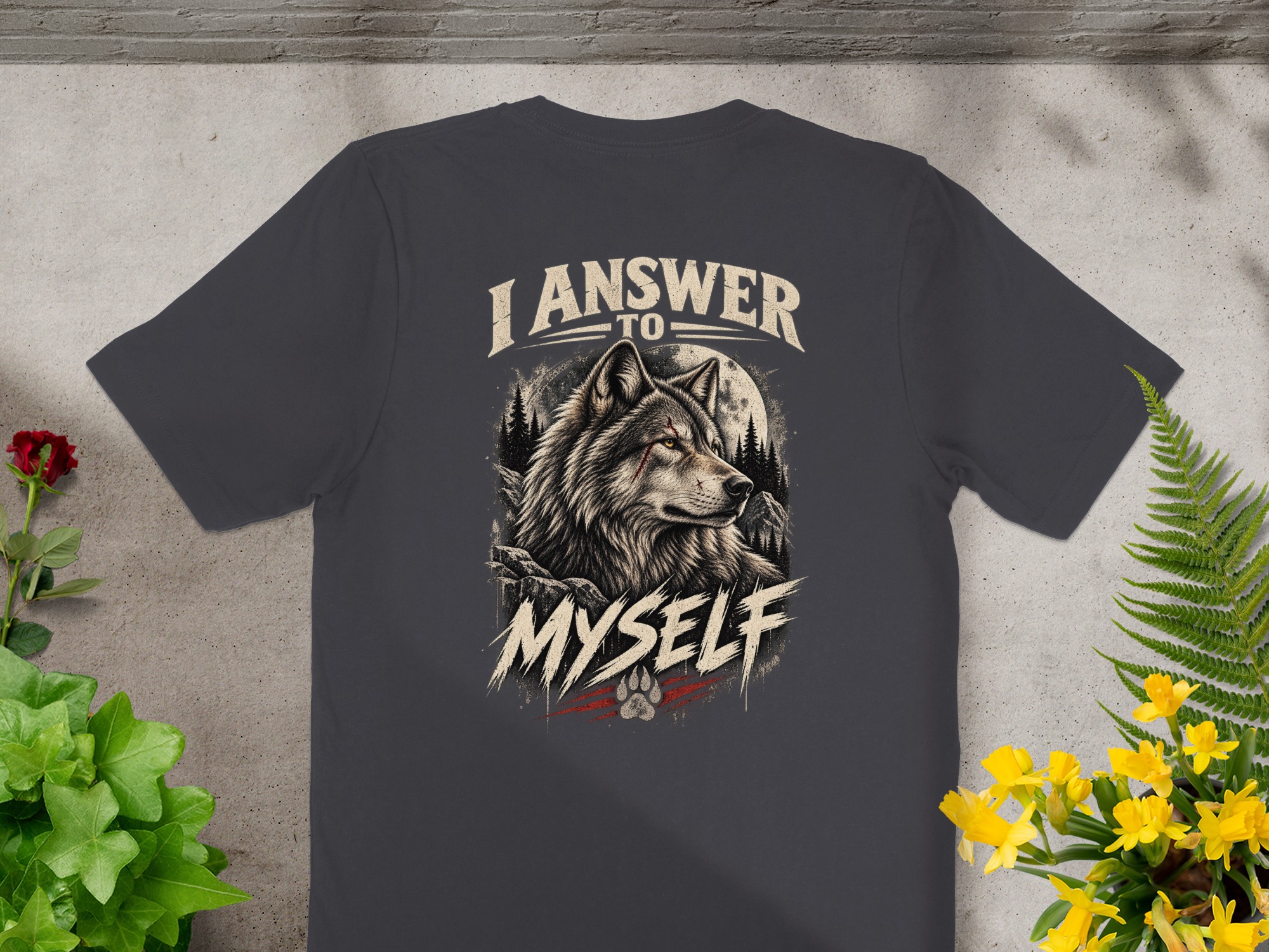Nightwolf Fierce Wolf Graphic T-Shirt, Distressed Grunge Edgy Streetwear Tee, Hunter Wildlife Men's Gift Shirt - Image 16