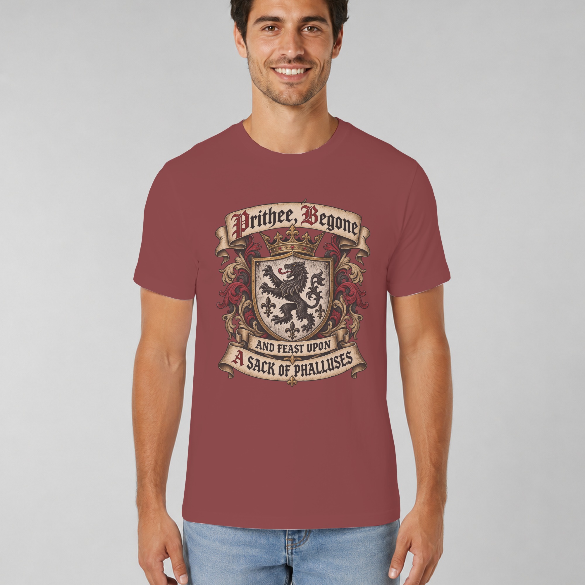 Prithee Begone Shirt Medieval Heraldry Graphic Tee Funny Renaissance Faire Shirt Sarcastic Humor Coat of Arms T-Shirt Gag Gift For Friend - Image 10