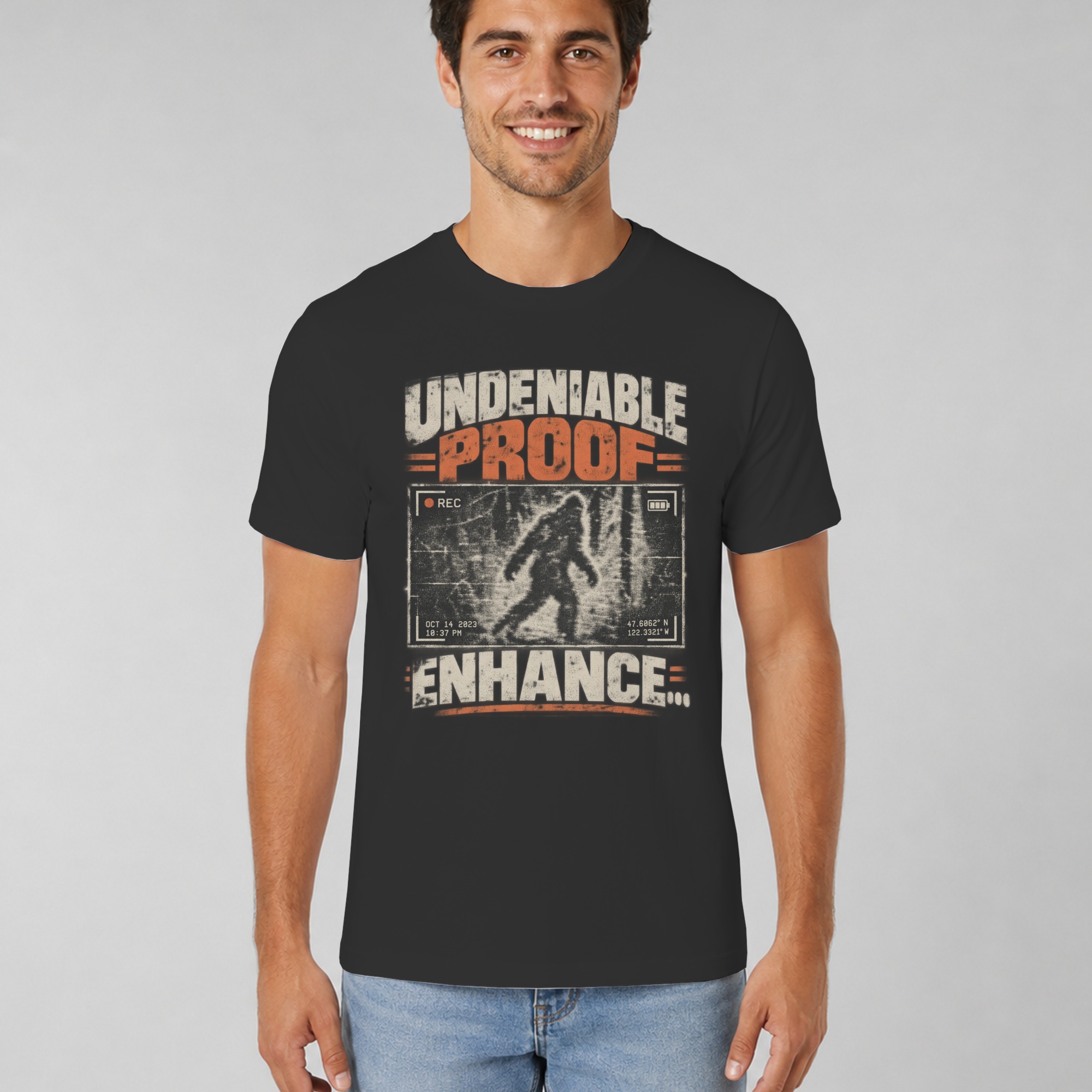 Bigfoot Sasquatch T-Shirt, Funny Cryptid Graphic Tee, Undeniable Proof Vintage Hiking Shirt, Retro Paranormal Camping Gift for Men & Women - Image 13