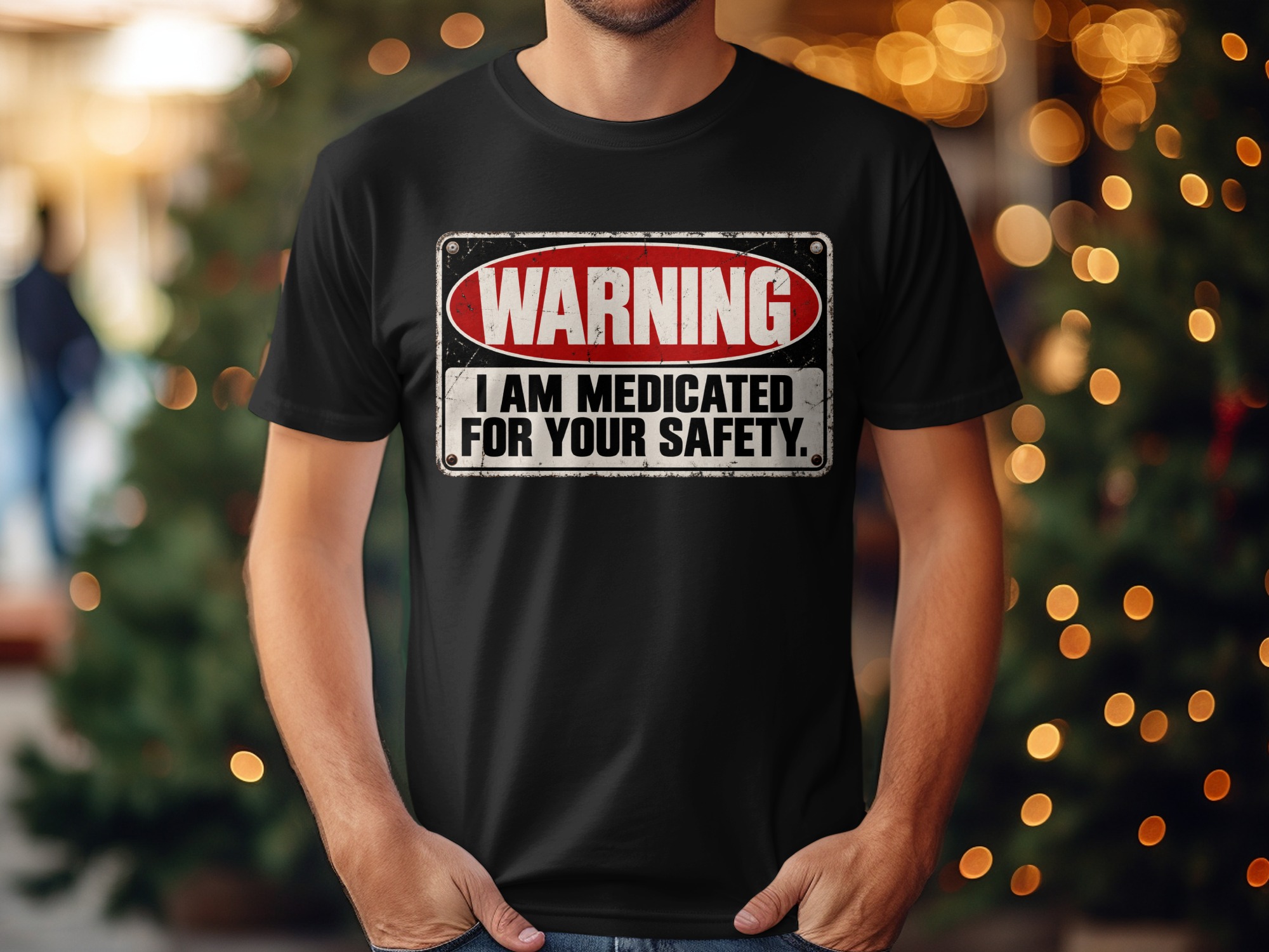 Medicated For Your Safety Shirt, Funny Warning T-Shirt, Sarcastic Mental Health Tee, Dark Humor Graphic Shirt, Introvert Gag Gift - Image 6