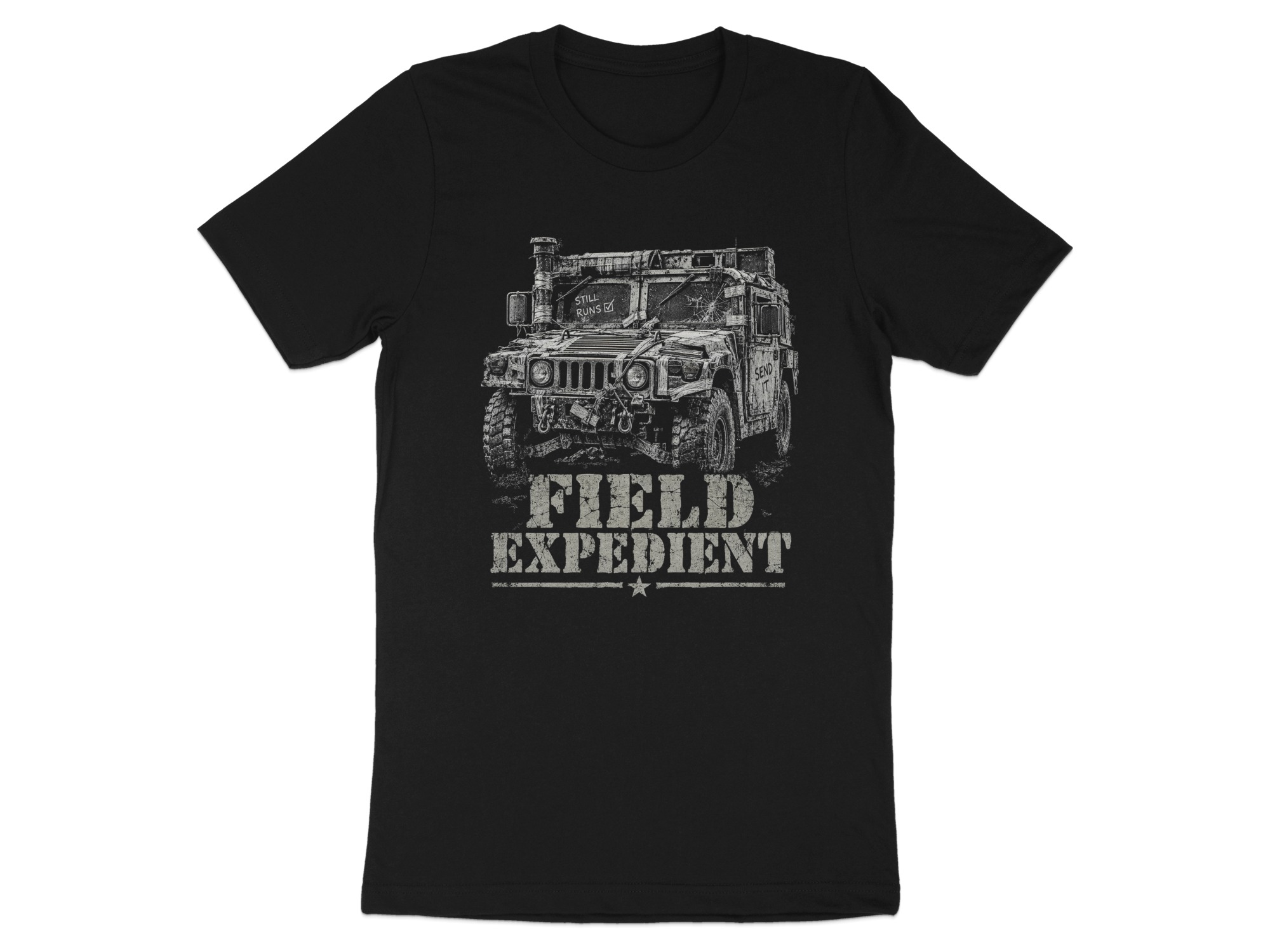 Field Expedient T-Shirt, Vintage Military 4x4 Truck Graphic Tee, Rugged Off Road Overlanding Shirt, Tactical Outdoor Vehicle Gift for Him - Image 9