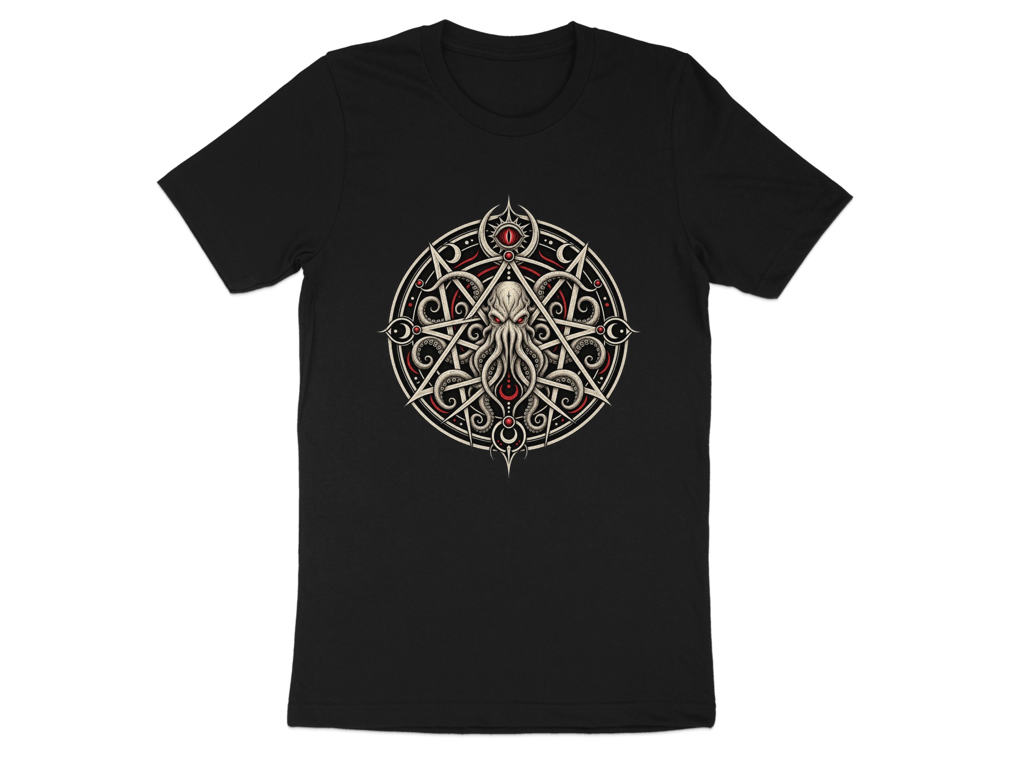 Lovecraftian Cthulhu Pentagram T-Shirt, Eldritch Horror Eye Gothic Occult Graphic Tee for Dark Academia Fans & Fantasy Fan Gift - Image 15