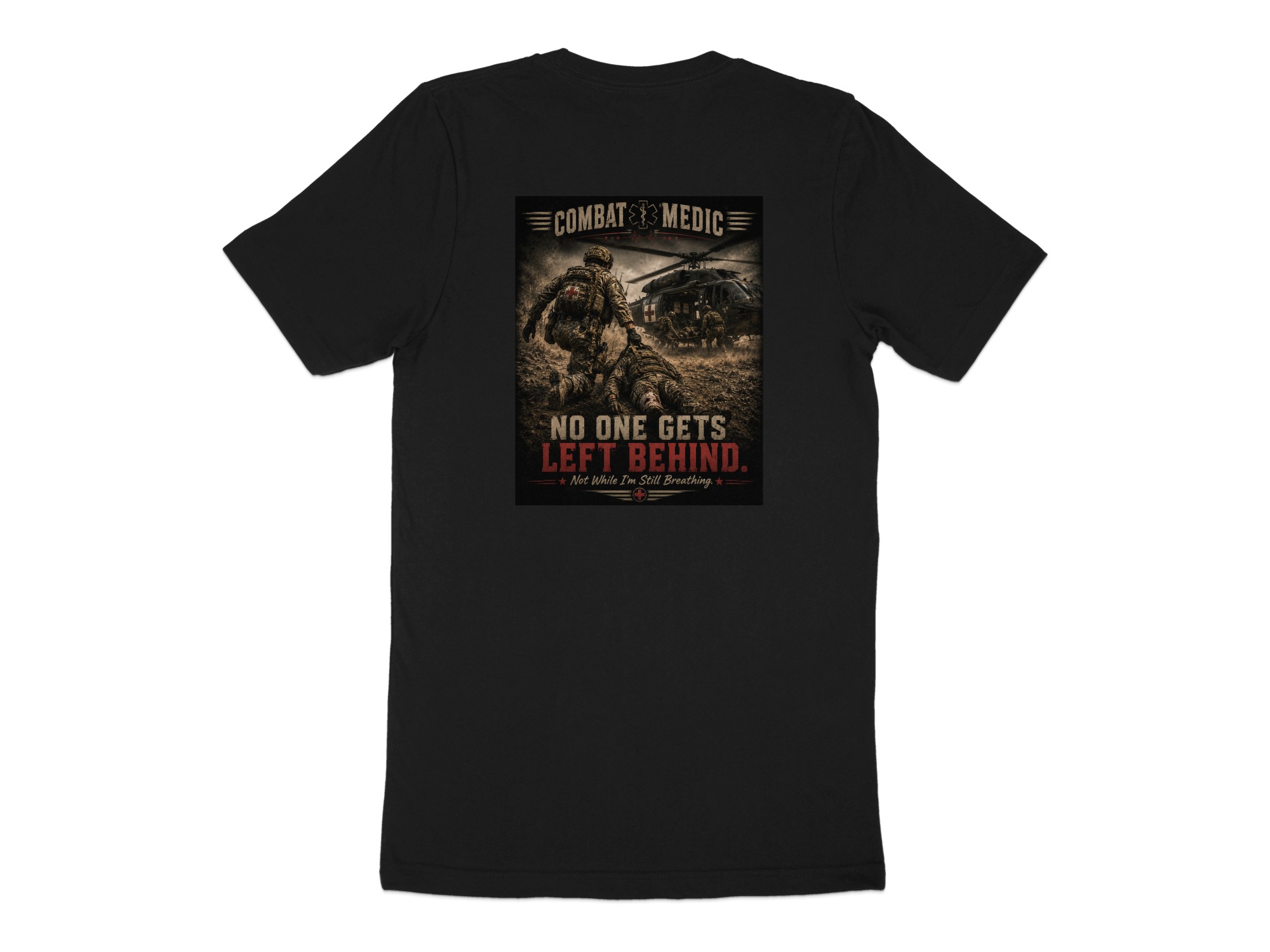 TITLE Combat Medic T-Shirt, No One Gets Left Behind, Army 68W Military Medic Shirt, Veteran Tactical Medical Gift, Star of Life Graphic Tee - Image 7