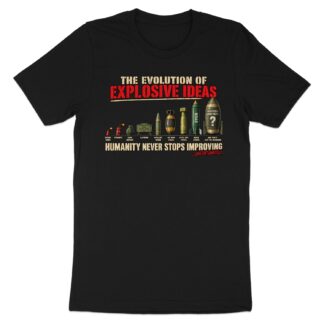 Evolution of Explosive Ideas T-Shirt, Military History Graphic Tee, Dark Humor Sarcastic Shirt, Funny Weapon Evolution Gift for Him