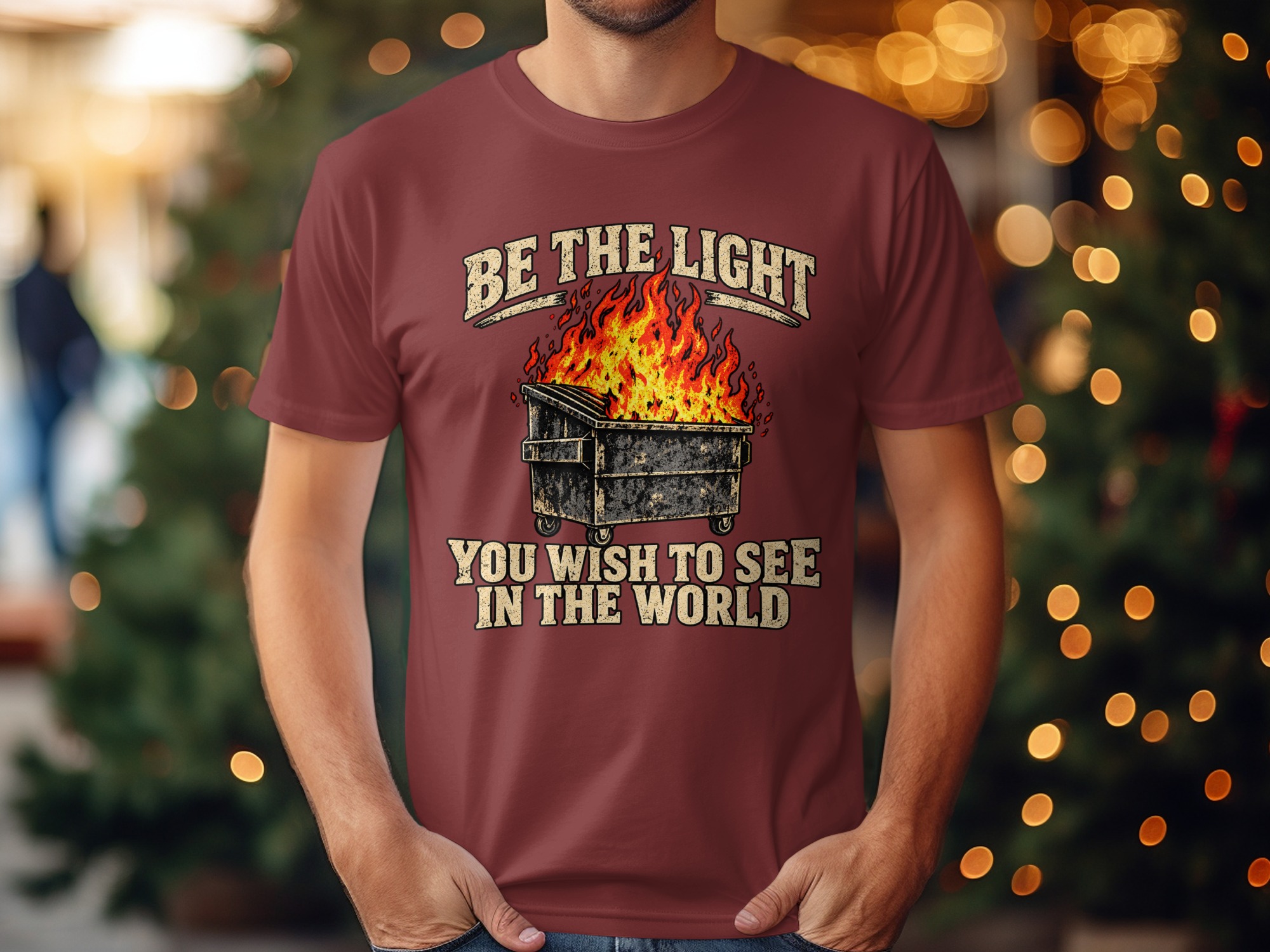 Dumpster Fire Shirt Funny Graphic T-Shirt Be The Light Sarcastic Meme Tee Vintage Grunge Humor Top Gag Gift for Best Friend Coworker - Image 4