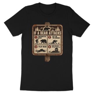 Funny Bear Attack T-Shirt, Sarcastic Hiking Shirt, Retro Camping Graphic Tee, Dark Humor Outdoor Park Sign, Funny Hiker Gift For Men Women