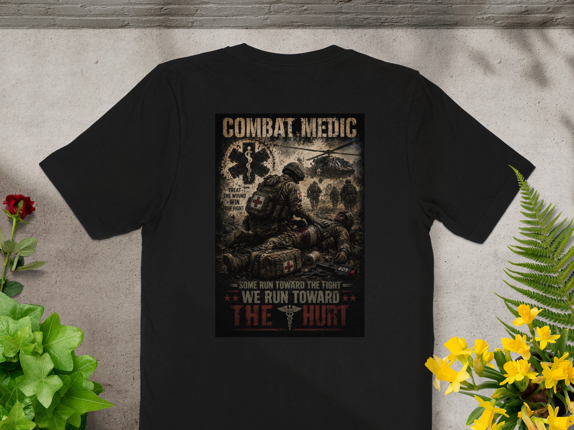 TITLE Combat Medic T-Shirt, We Run Toward the Hurt, Army 68W Military Medic Shirt, Veteran Tactical Medical Gift, Star of Life Graphic Tee - Image 9