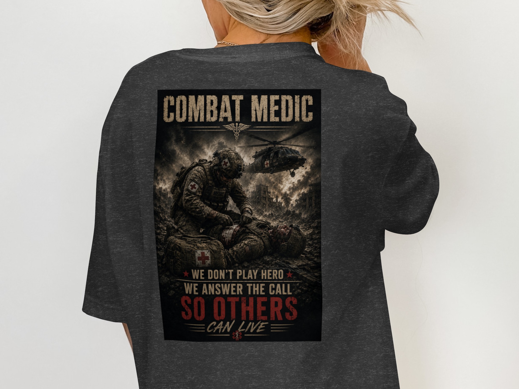 TITLE Combat Medic T-Shirt, So Others May Live, Army 68W Military Medic Shirt, Veteran Tactical Medical Gift, Star of Life Graphic Tee - Image 2