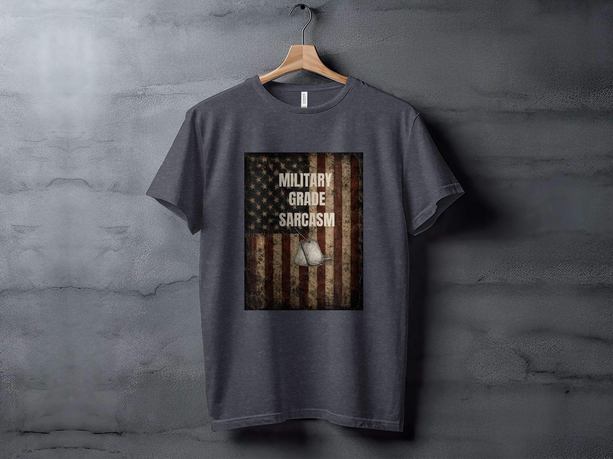 Military Grade Sarcasm T-Shirt, Distressed American Flag Veteran Gift, Patriotic Funny Tee with Faux Dog Tags - Image 9