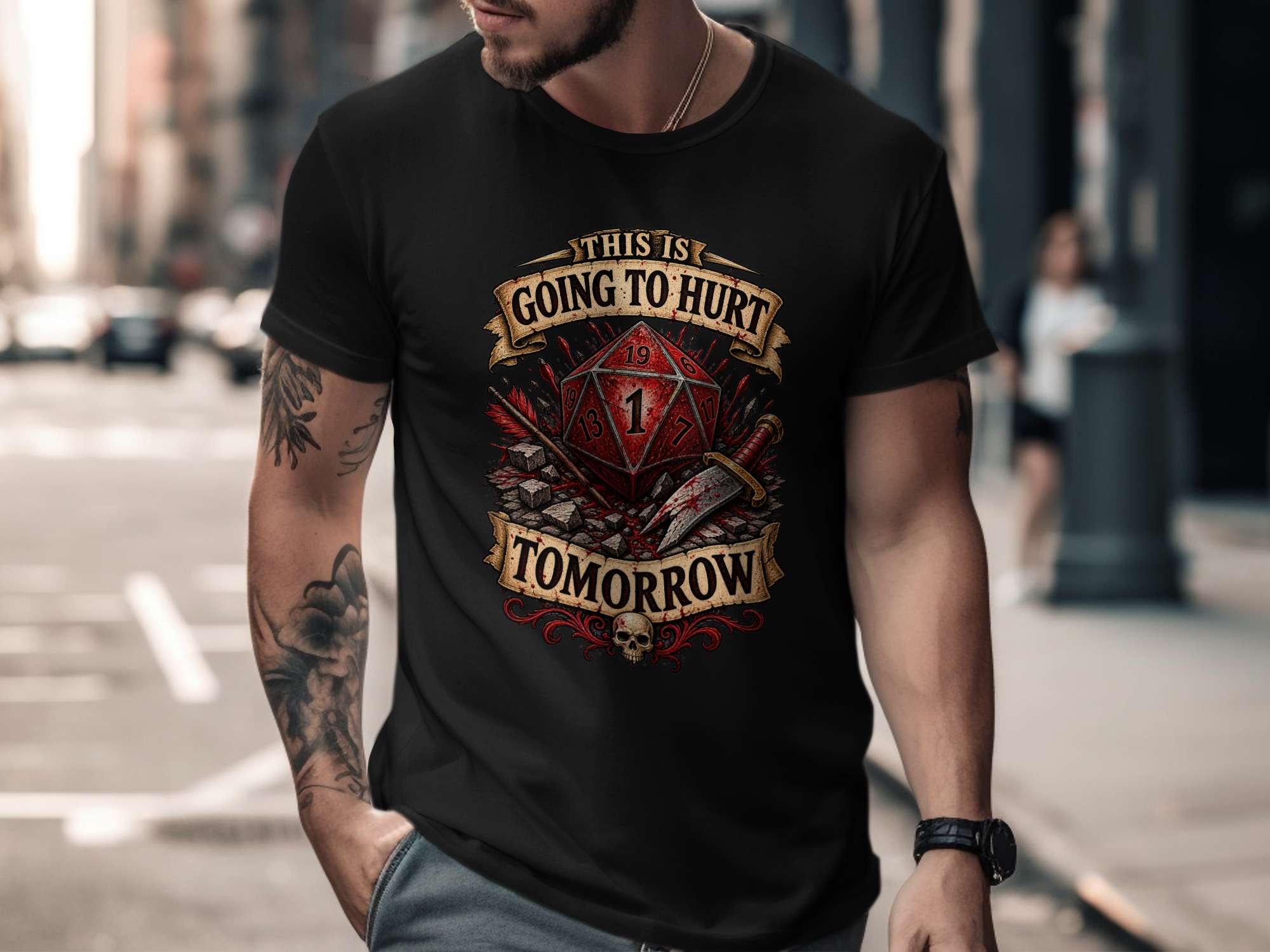 Funny DnD Fail D20 T-Shirt, This is Going to Hurt Tomorrow Shirt, Critical Fail RPG Gamer Gift, Dungeon Master Tee - Image 5